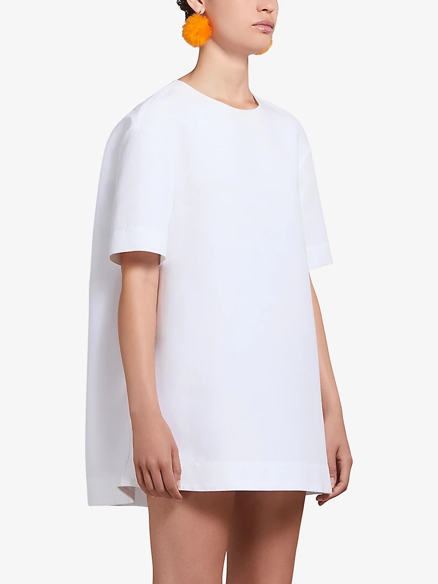 Round-neck short-sleeve cotton mini dress - 3