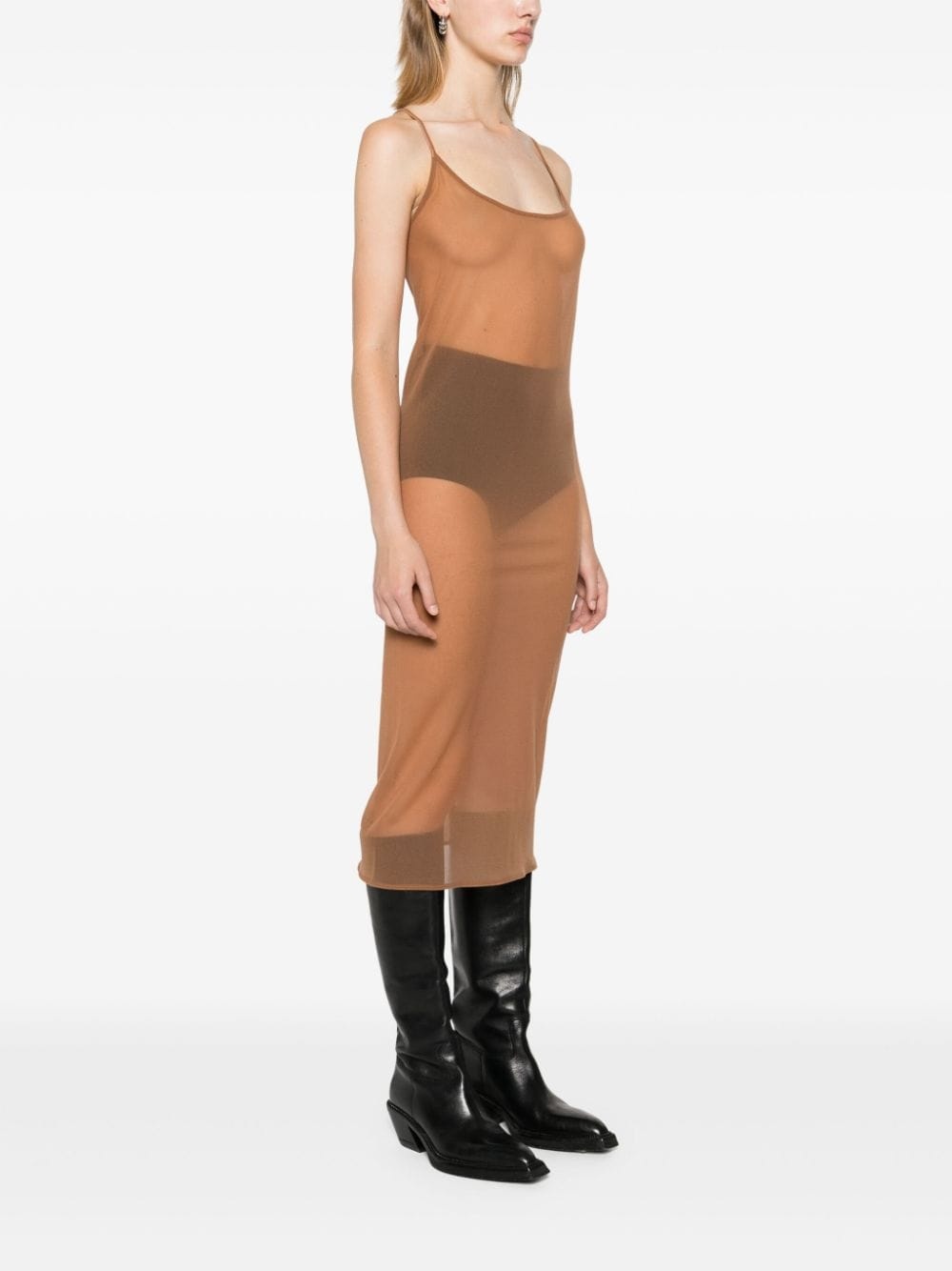 semi-sheer midi dress - 3