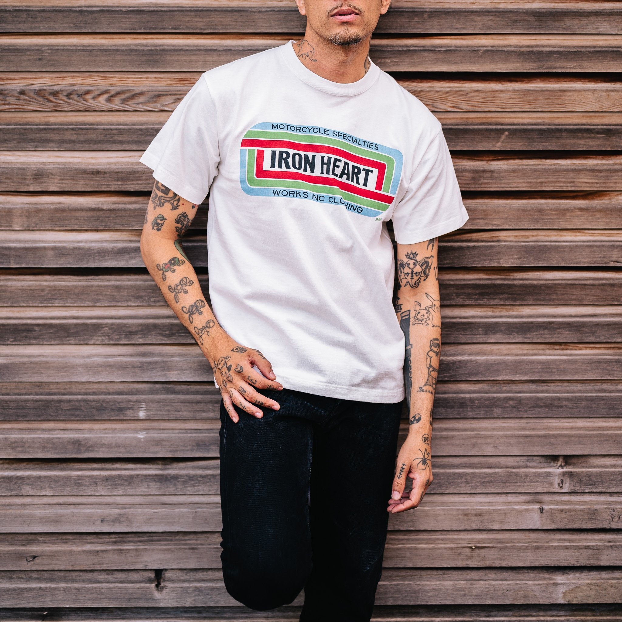 IHT-2405-WHT 7.5oz Printed Loopwheel Crew Neck T-Shirt - White - 4