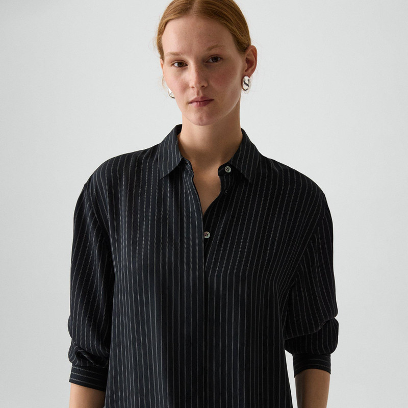 High-Low Flounce Shirt in Washed Stripe 5