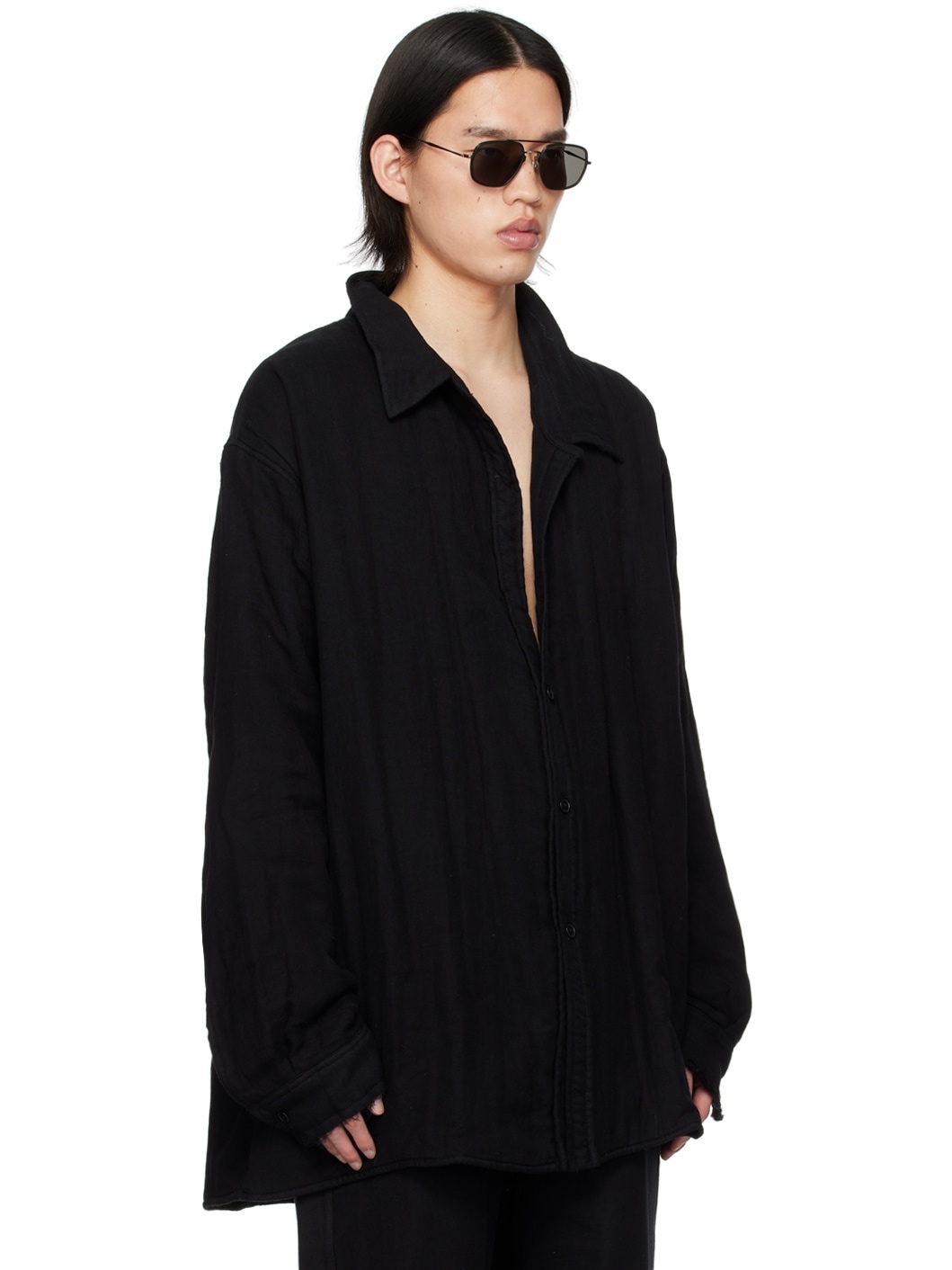 Black Wrap Shirt - 2