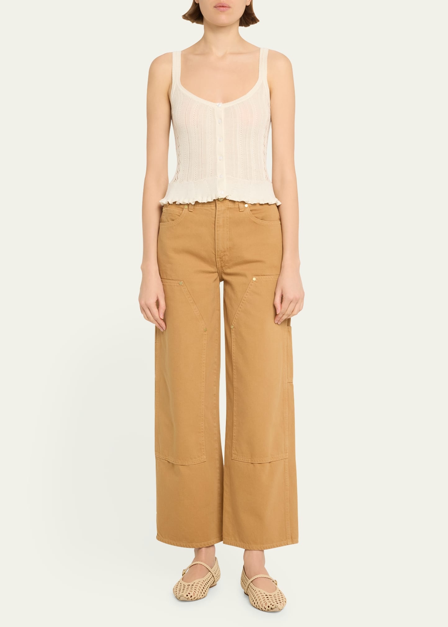 Callie Pointelle Silk and Cotton Tank Top - 2