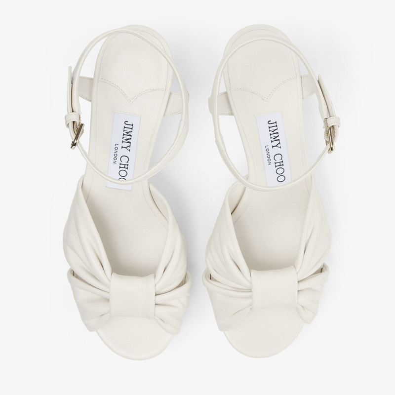 Heloise 80 Latte Nappa Leather Platform Sandals 4