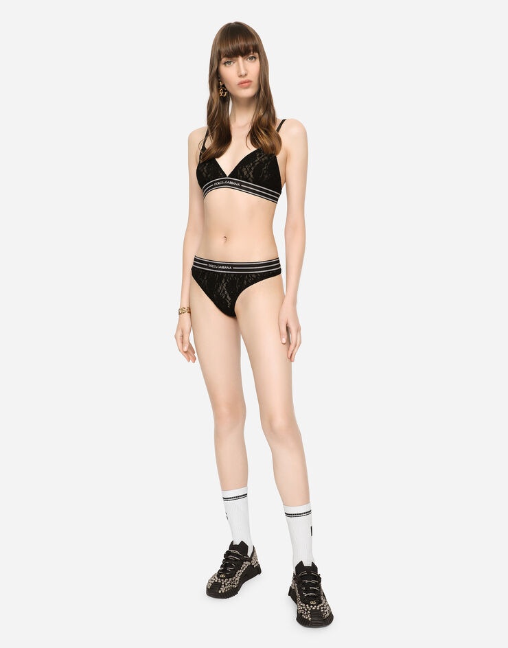 Non-underwired lace bra with branded elastic - 2