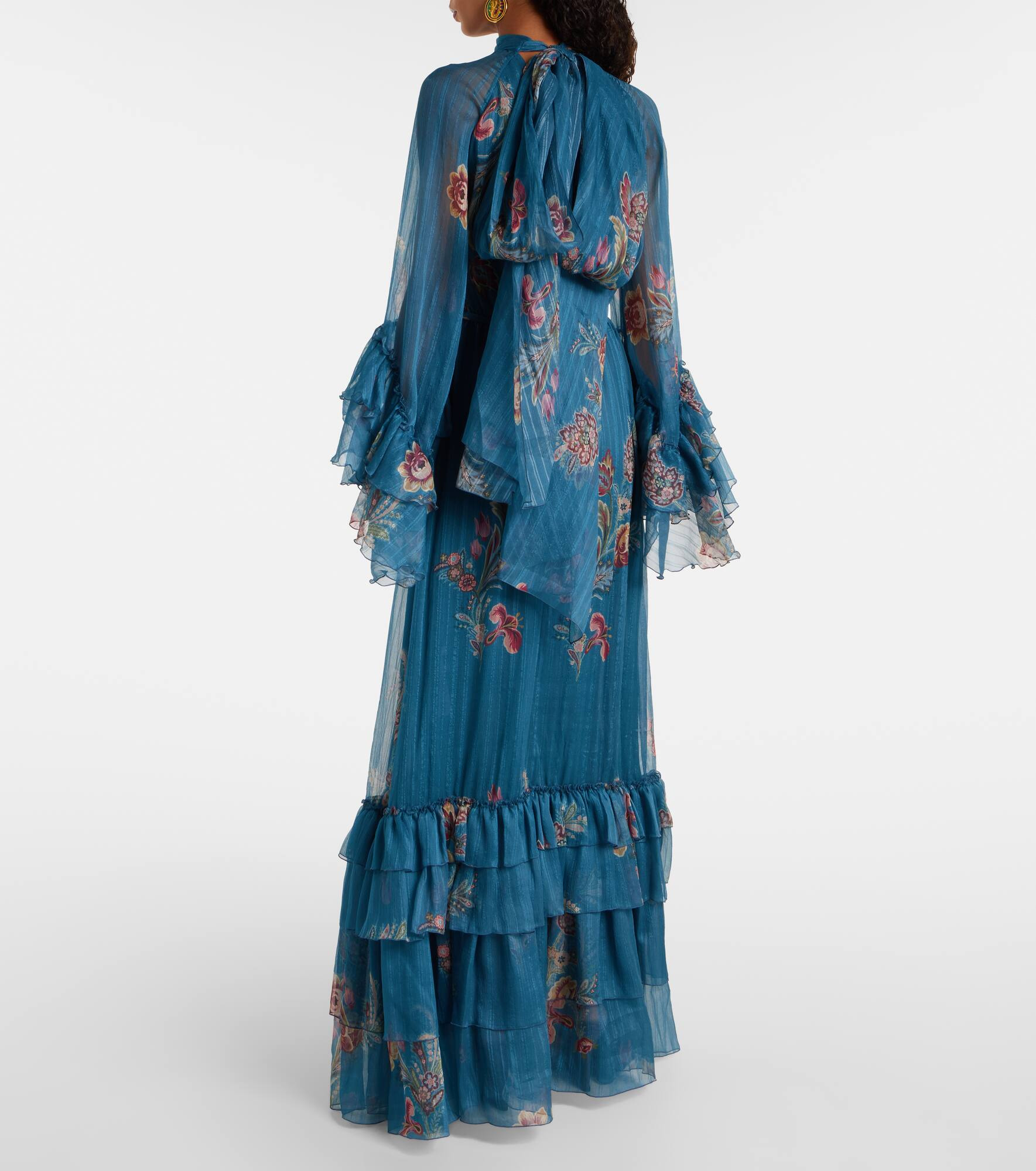 Paisley silk chiffon gown - 3