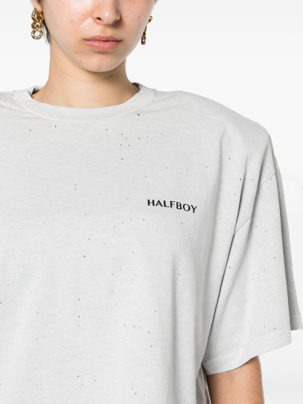 distressed cotton T-shirt - 5