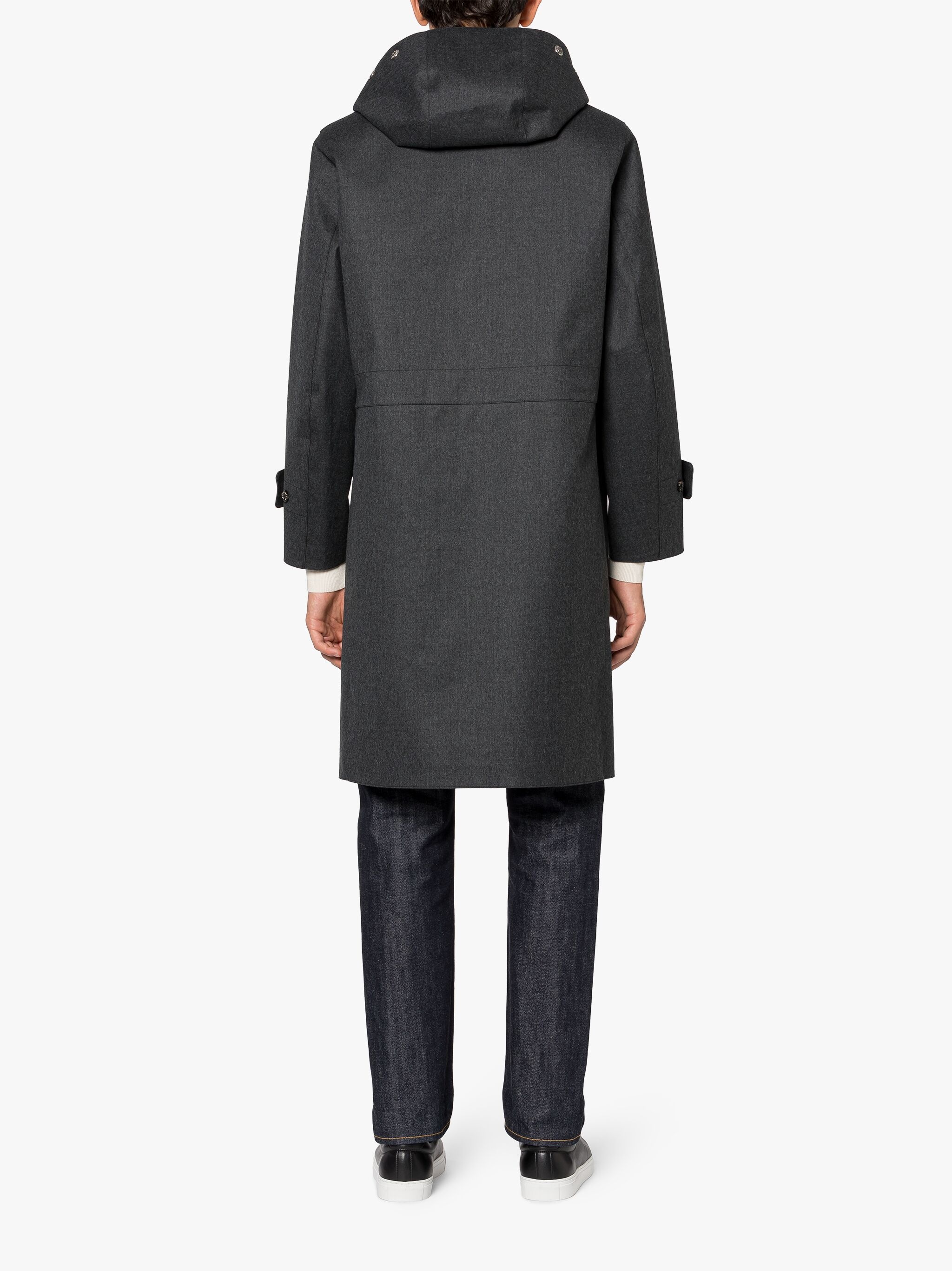 NEW KIRKTON CHARCOAL X TAUPE BONDED WOOL HOODED COAT - 4