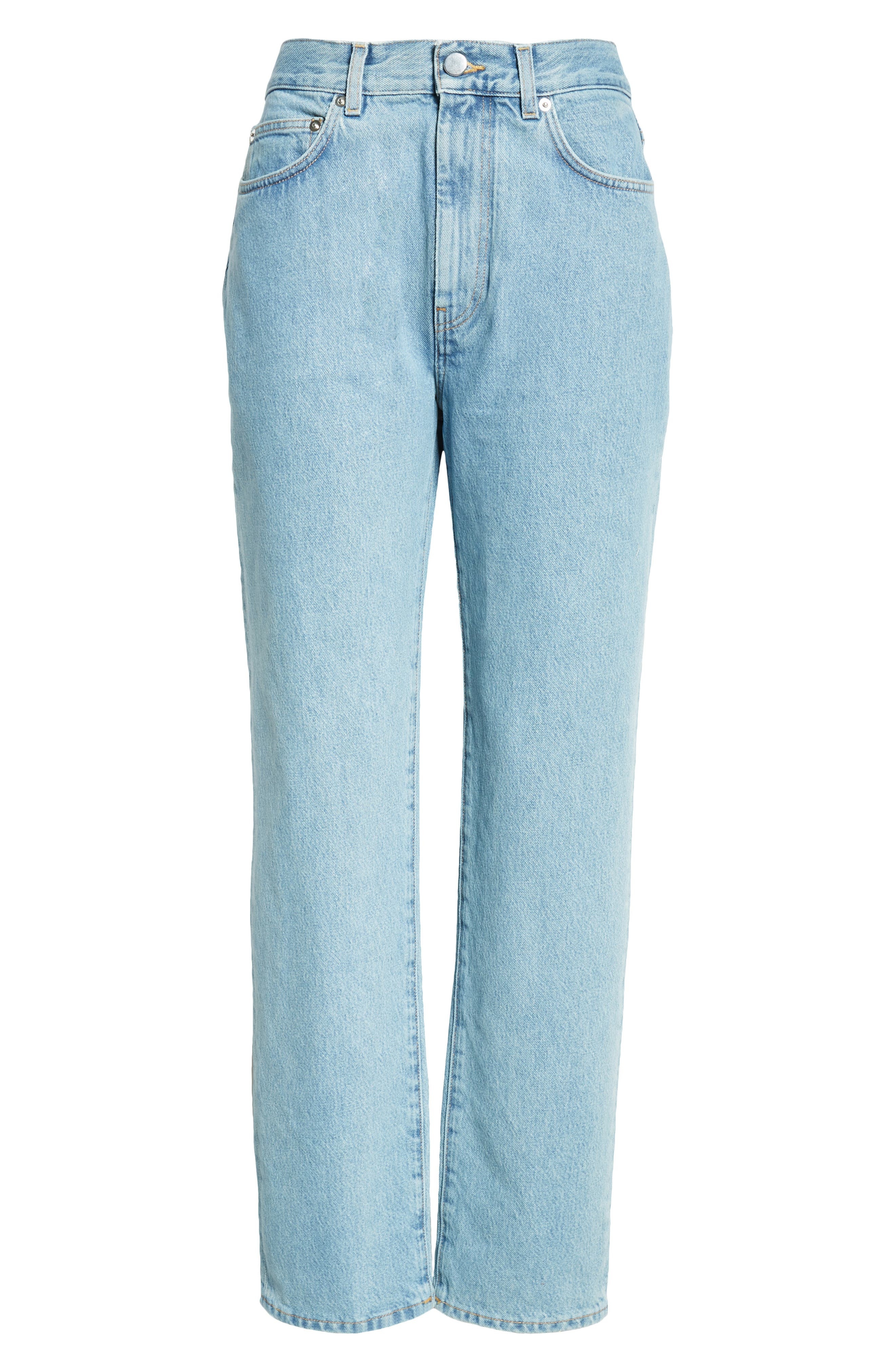 LOULOU DE SAISON Wular Organic Cotton Straight Leg Jeans in Washed Light Blue at Nordstrom - 6
