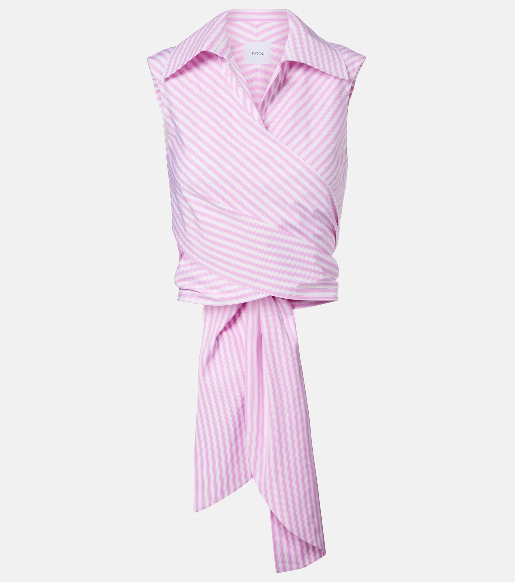 Patou Striped Draped Sleeveless Top - 1