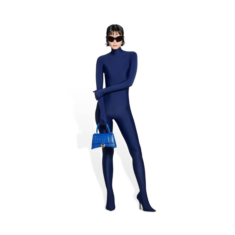 BALENCIAGA Women's Hourglass Small Handbag Crocodile Embossed  in Electric Blue outlook