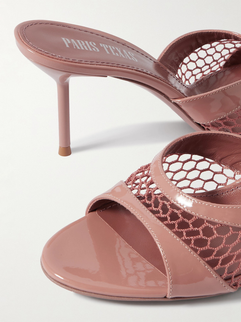 Lidia Patent-leather And Mesh Sandals 4