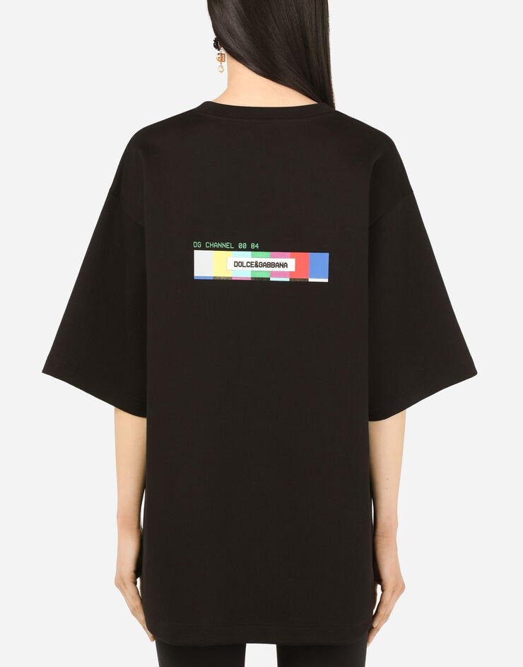 Jersey T-shirt with multi-colored glitch print - 2