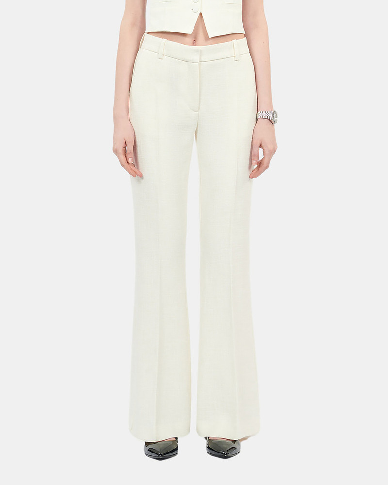 ECRU WOOL AND COTTON FLARED SUIT TROUSERS 5