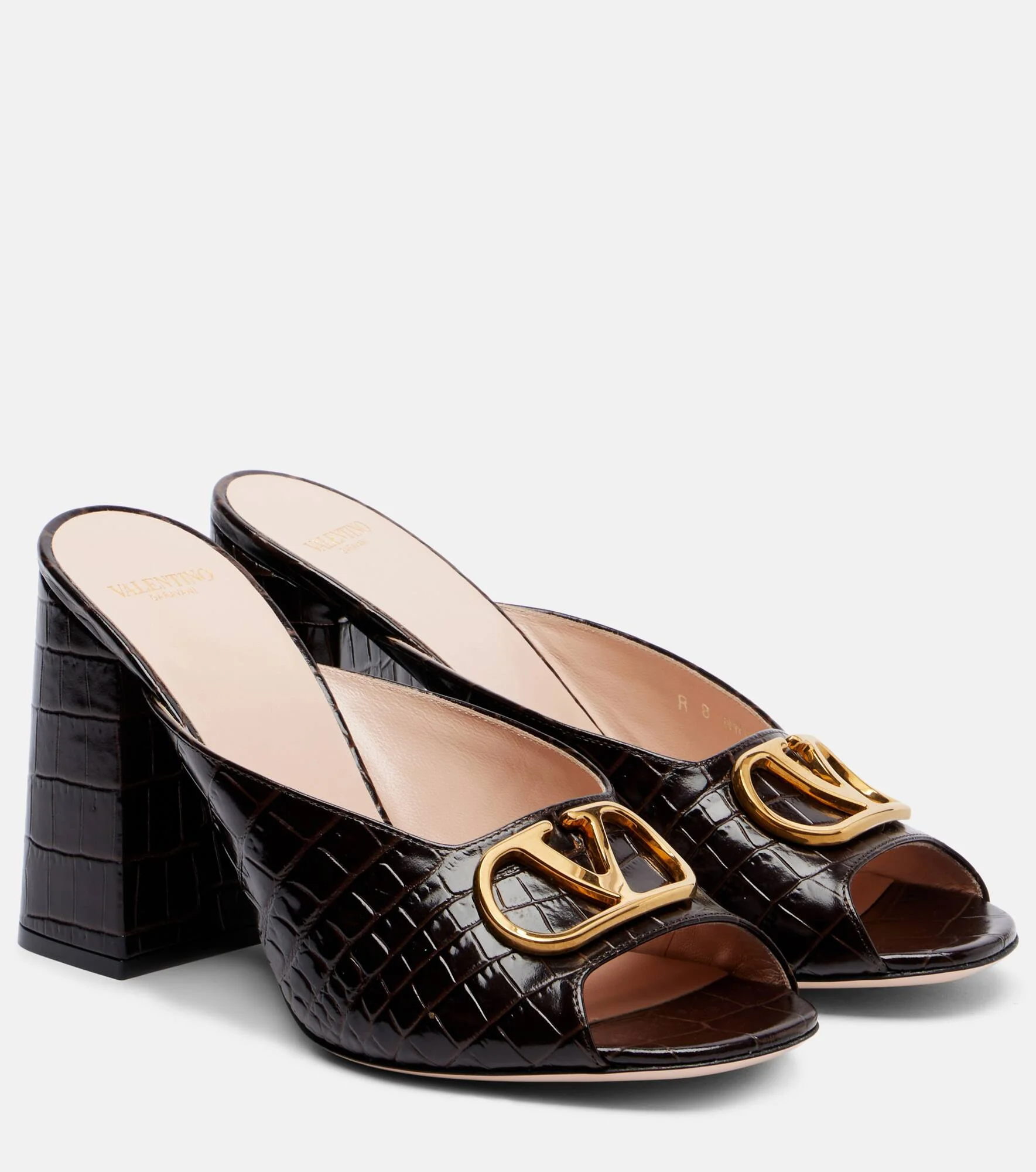 VLogo 95 croc-effect leather mules - 1