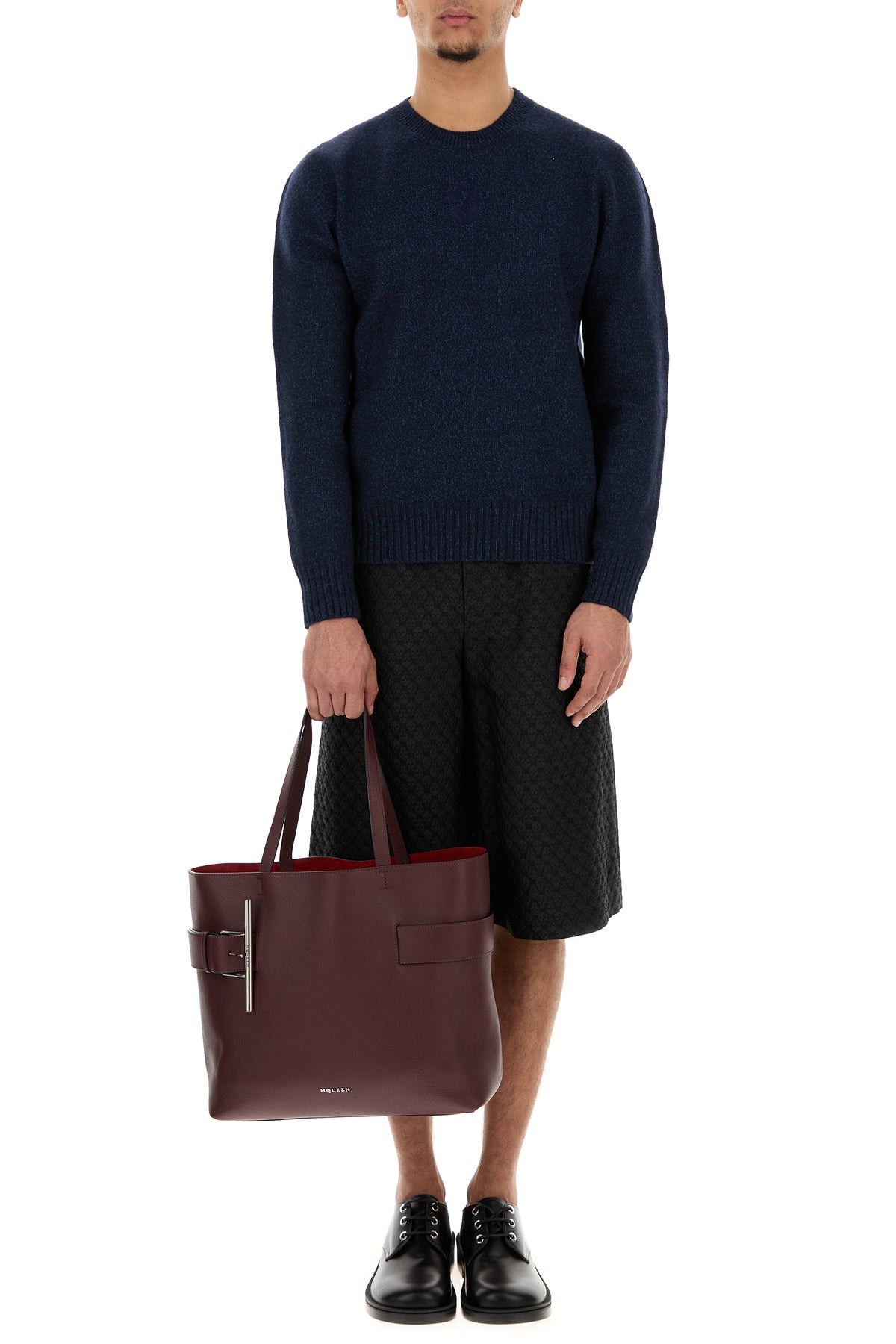 Tyrian purple leather T-Bar shopping bag - 5