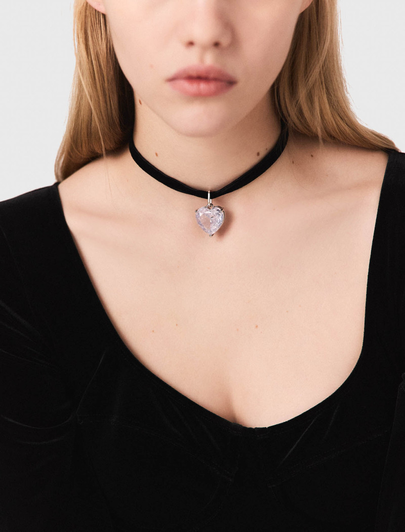 maje Heart necklace with velvet cord outlook