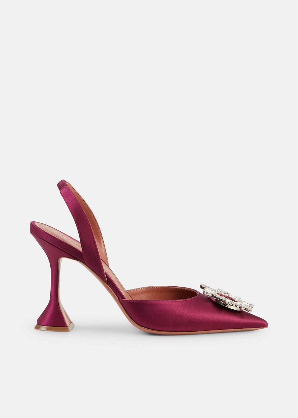 Magenta Satin Begum Slingback Pumps - 1