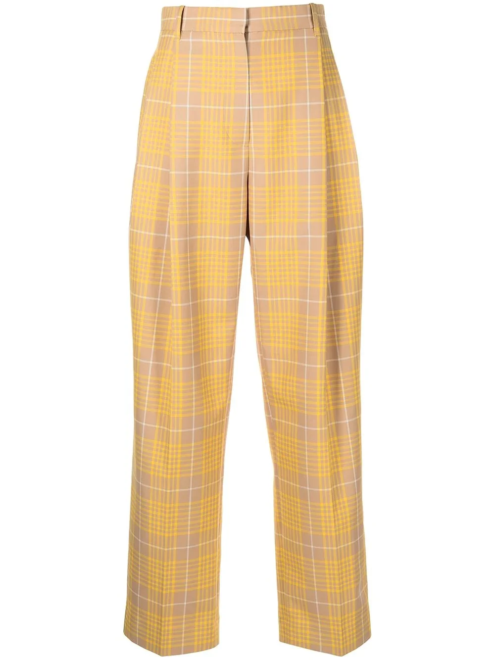 plaid jacquard straight leg trousers - 1