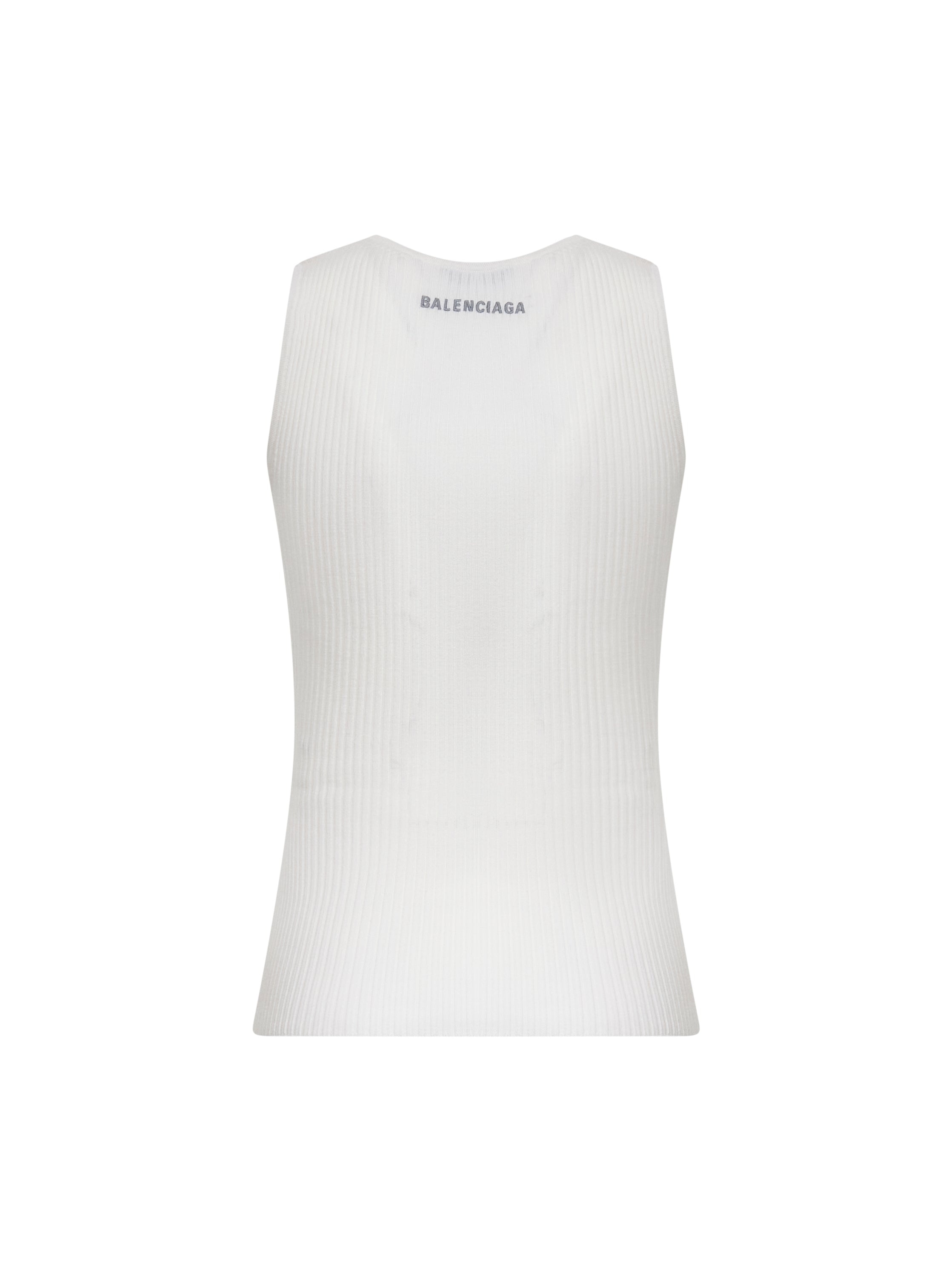 White ribbed wool knit tank top - 2