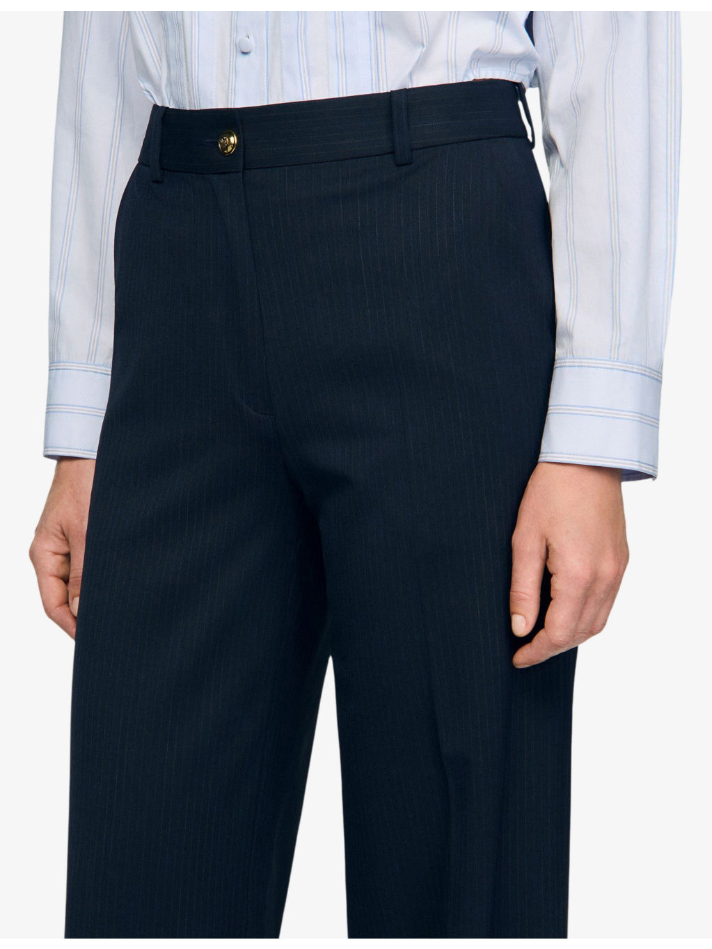 Striped Straight-Leg Stretch Wool-Blend Trousers - 5