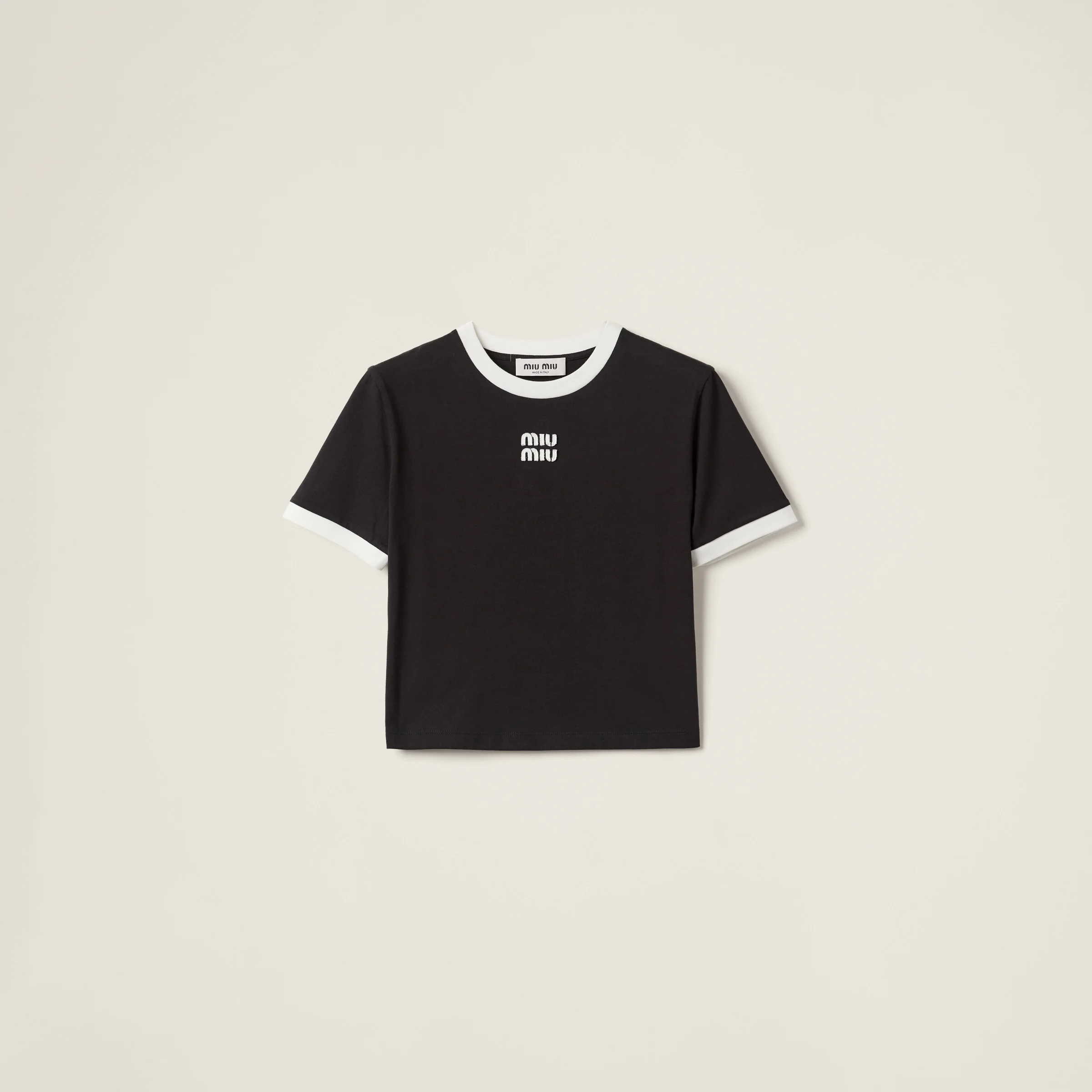 Miu Miu Cotton jersey T-shirt with embroidered logo | REVERSIBLE