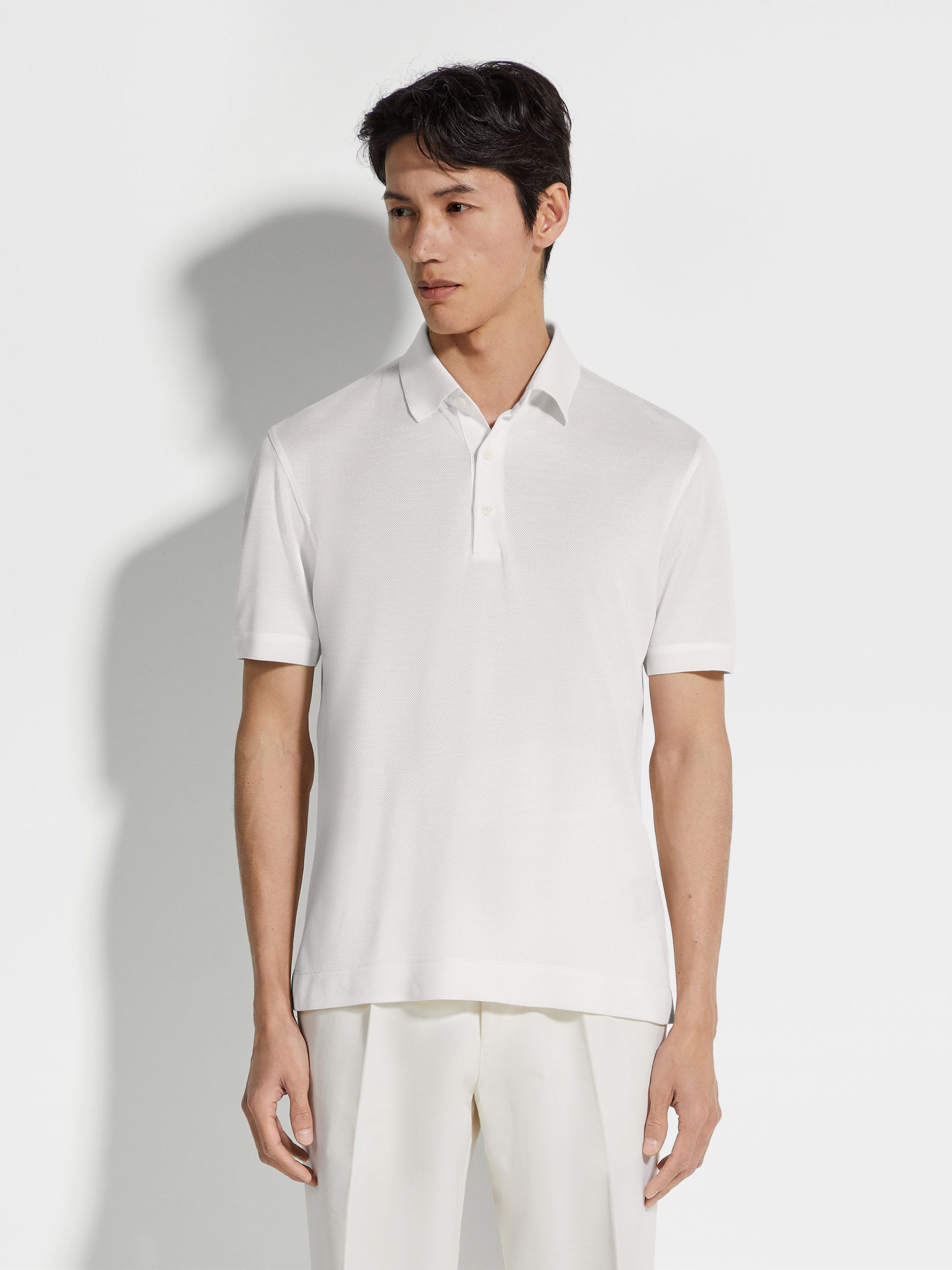 WHITE ZEGNA SILK POLO SHIRT - 4