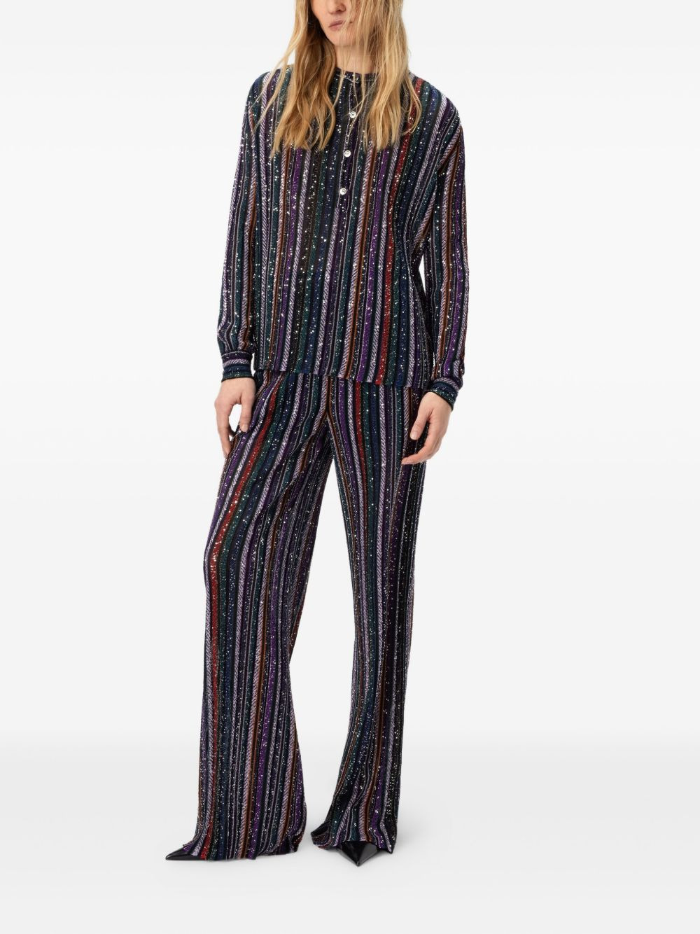 sequin-striped blouse - 2