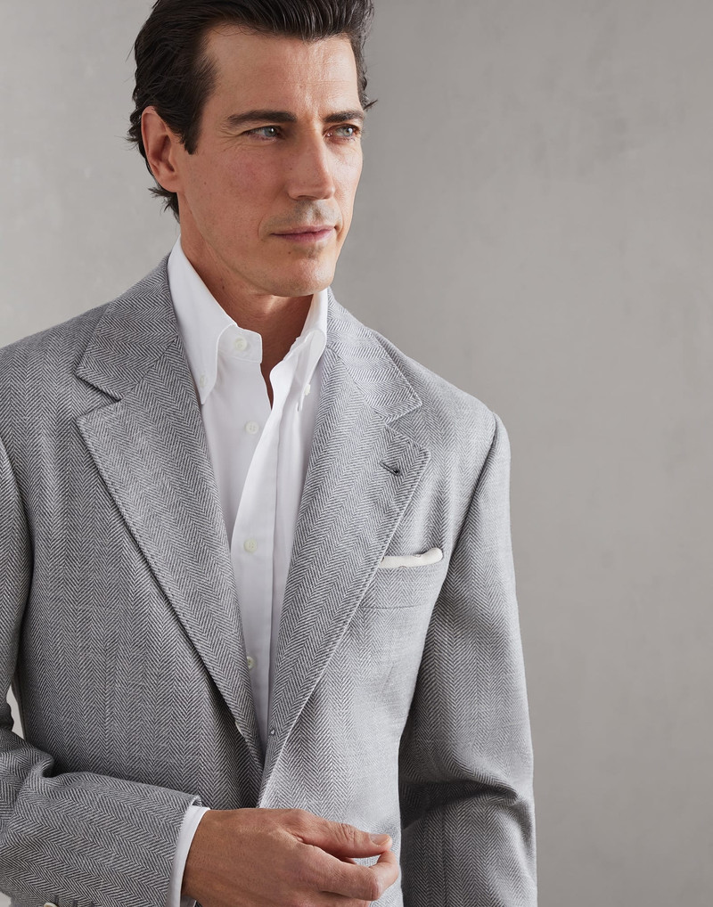 Comfort wool, silk and linen chevron deconstructed Cavallo blazer 3