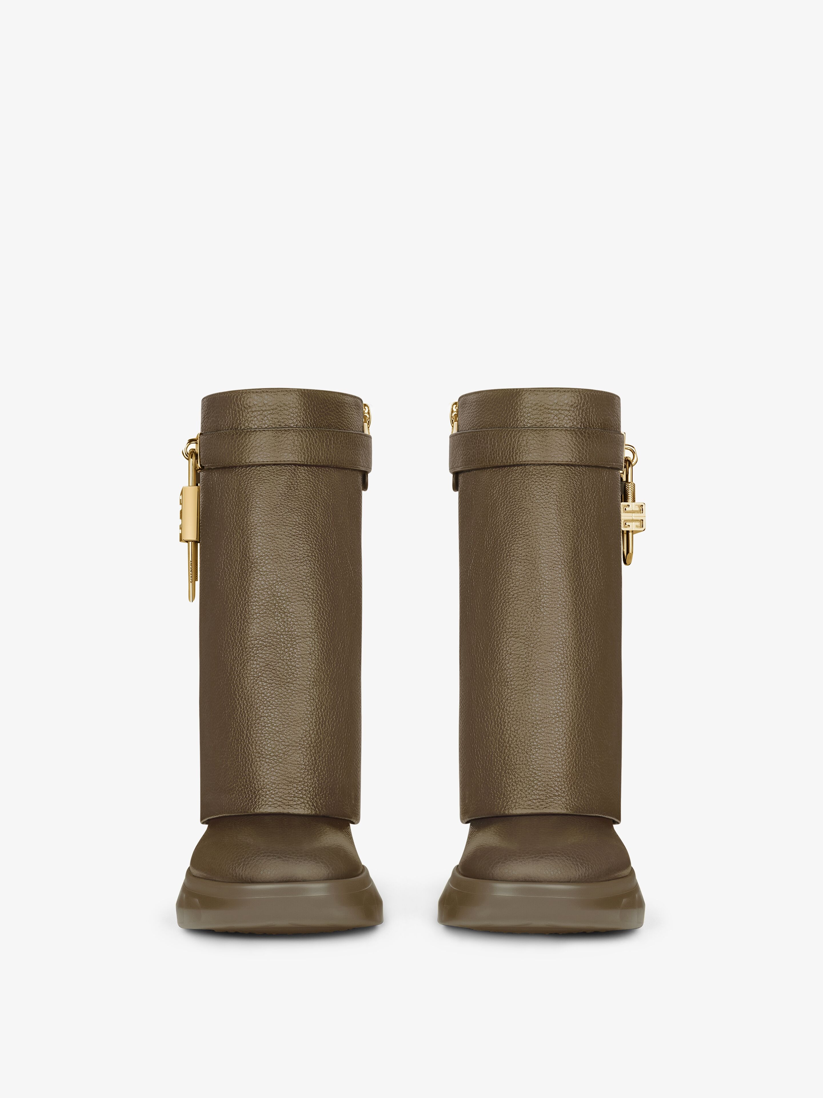 SHARK LOCK BIKER ANKLE BOOTS IN GRAINED LEATHER - 2