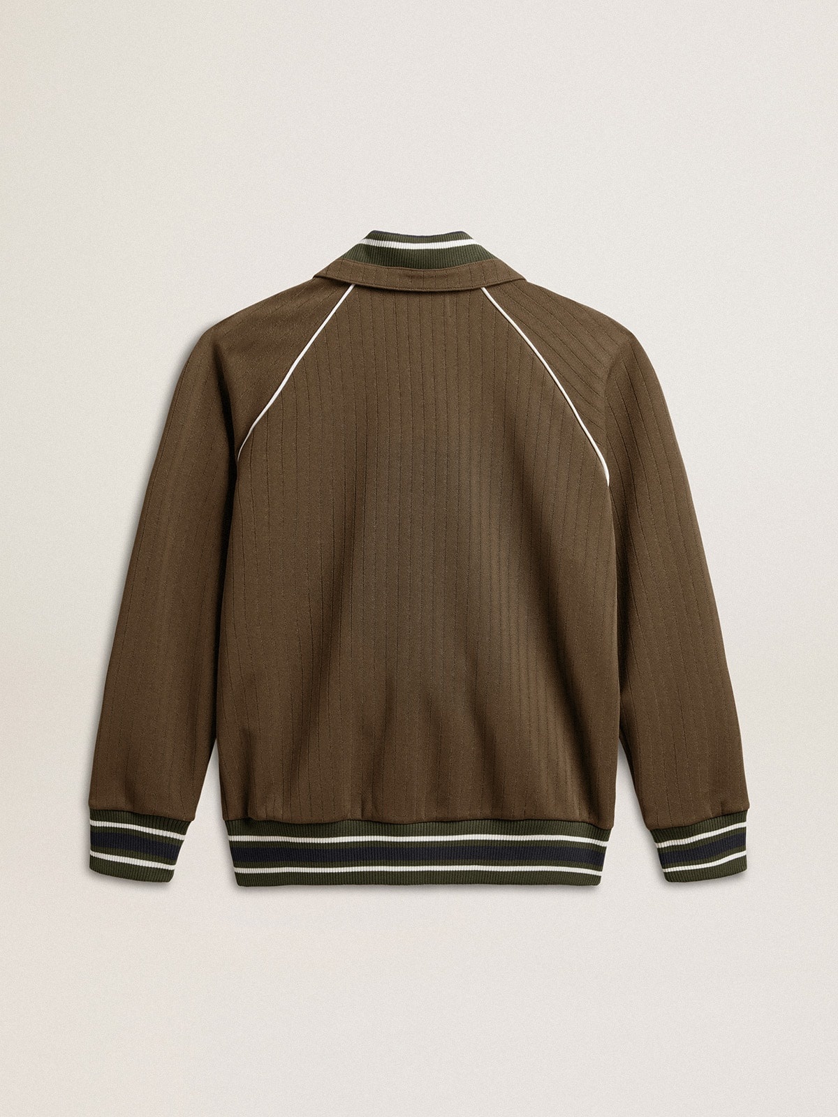 Men’s military green zipped sweatshirt with white logo - 6