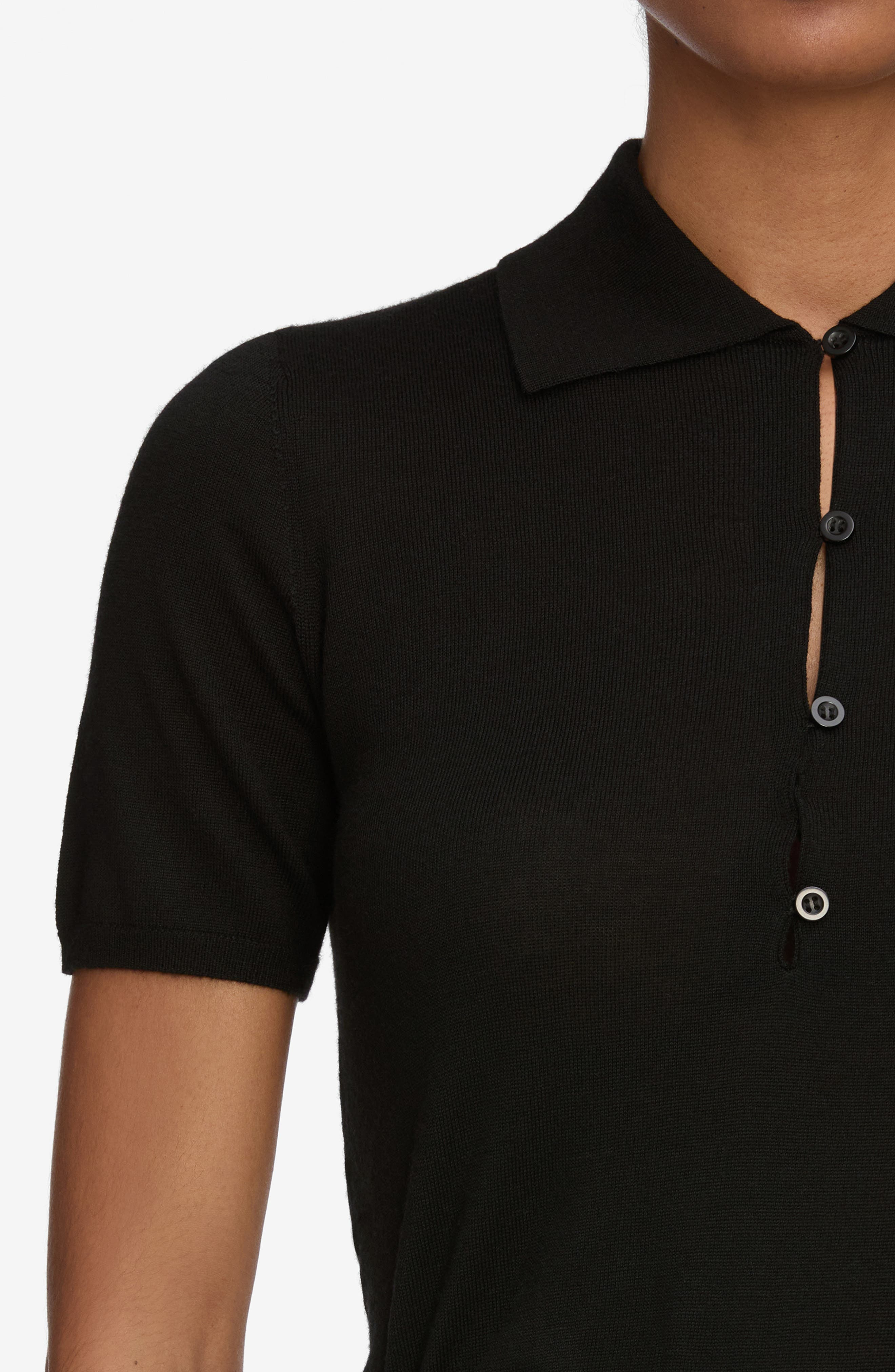 FRAME The Smart Merino Wool Polo Sweater in Black at Nordstrom - 4
