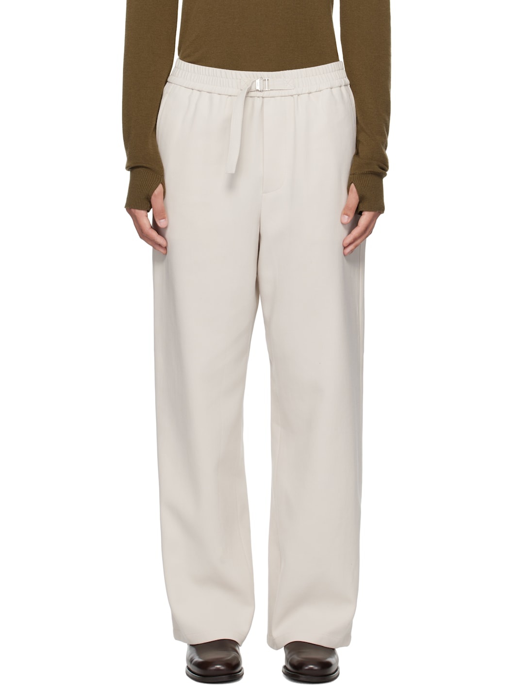 Beige Elasticated Trousers - 1