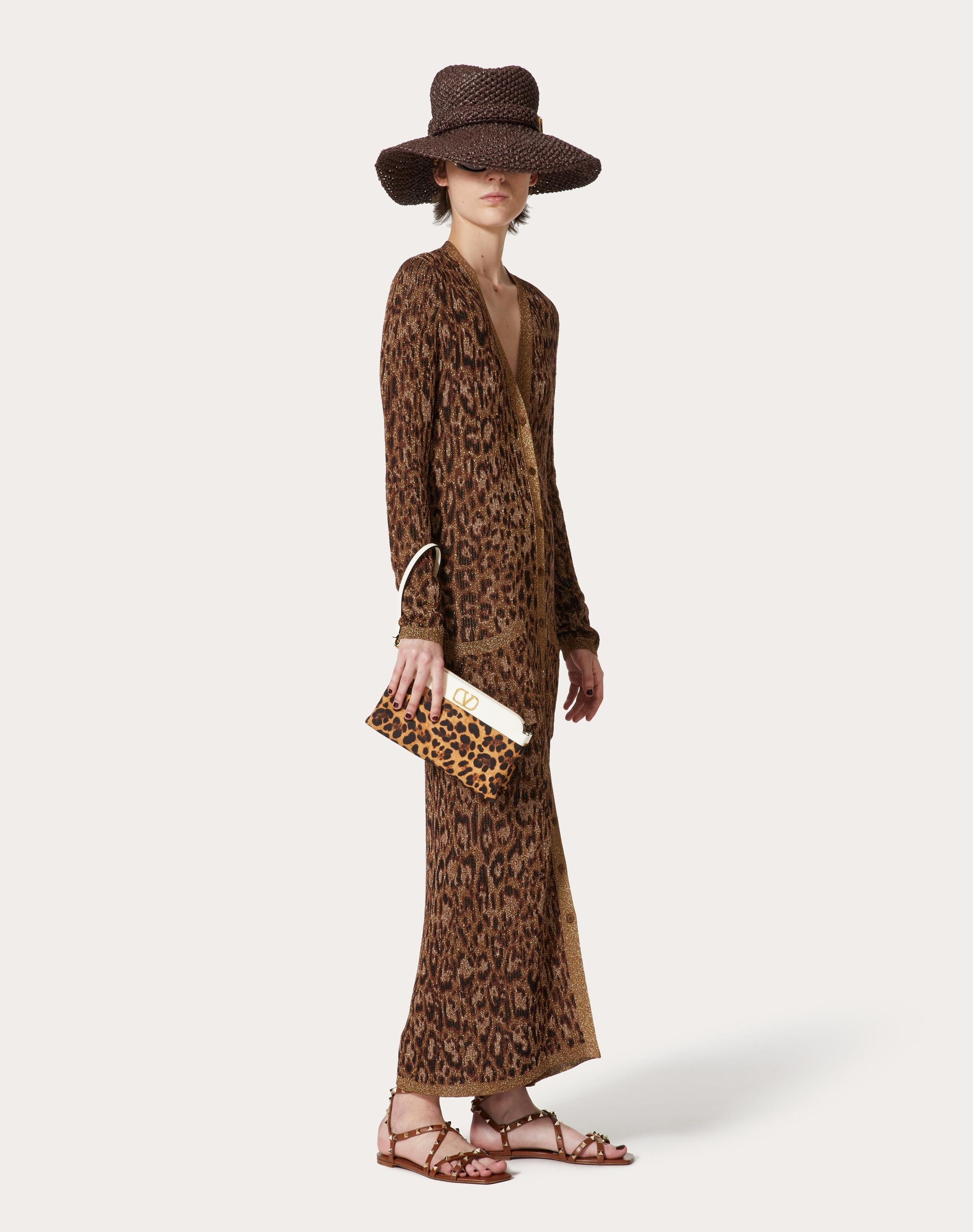 VALENTINO GARAVANI ESCAPE CLUTCH BAG IN CANVAS WITH ANIMALIER PRINT - 2
