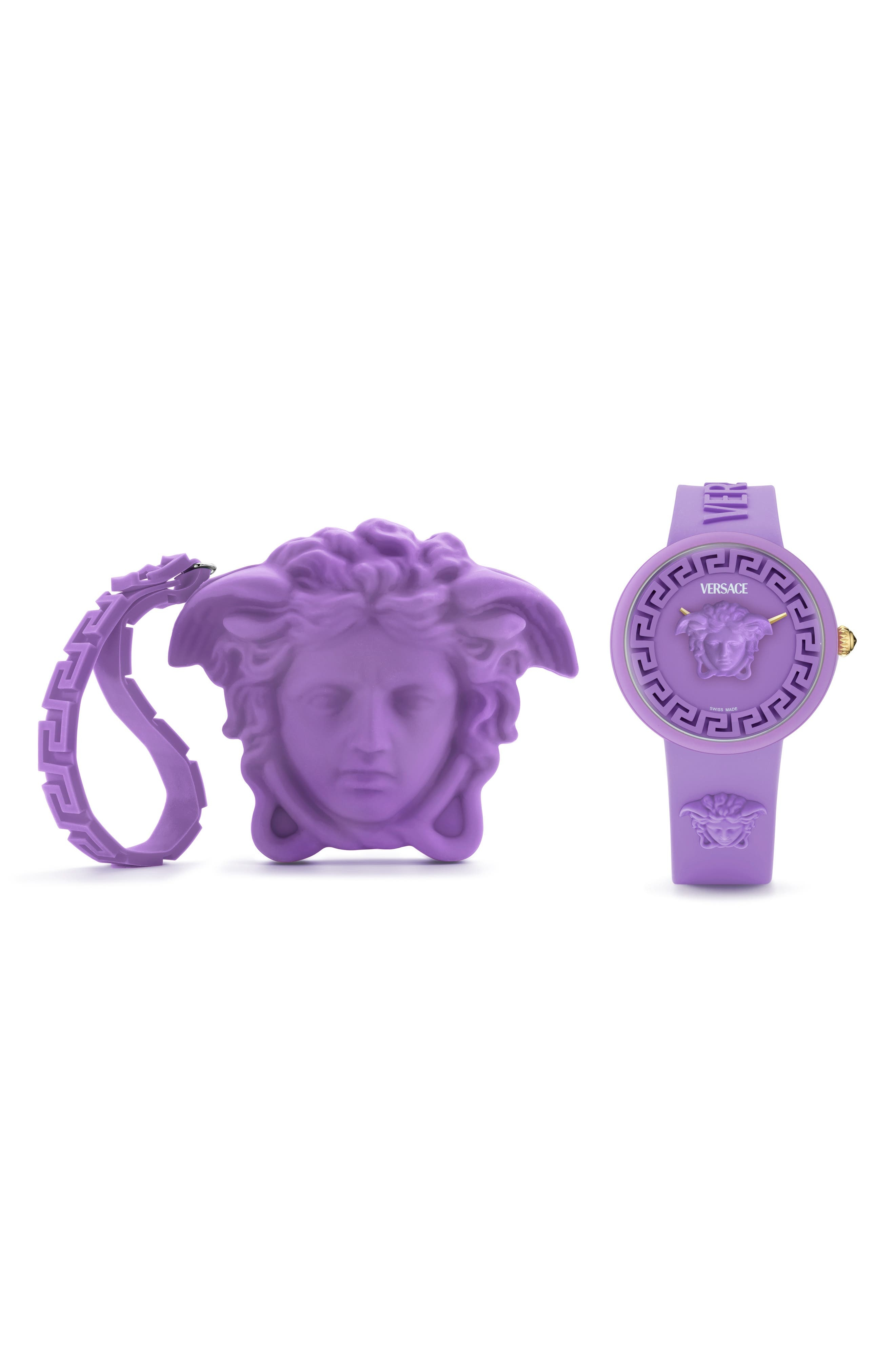 Versace Medusa Pop Silicone Strap Watch, 38mm in Purple at Nordstrom - 1