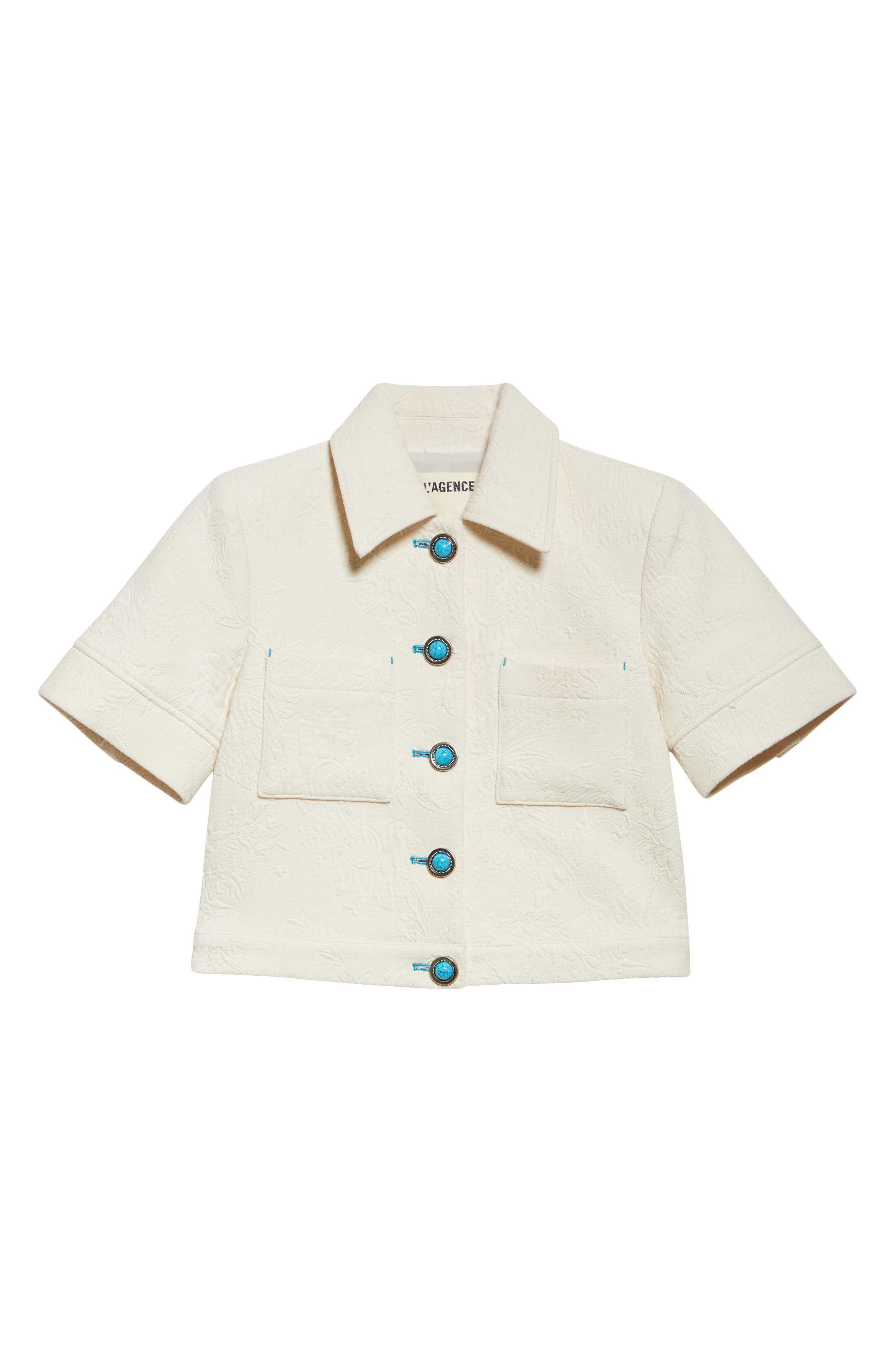 L'AGENCE Chita Crop Short Sleeve Jacket in Ivory at Nordstrom - 7