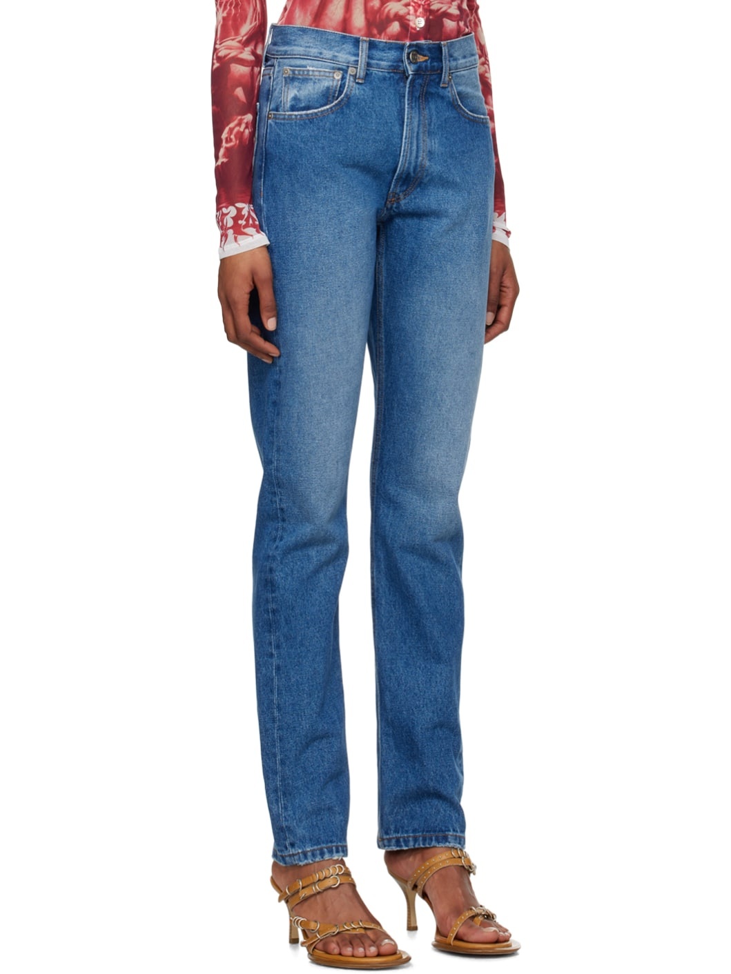 Blue Printed Jeans - 2