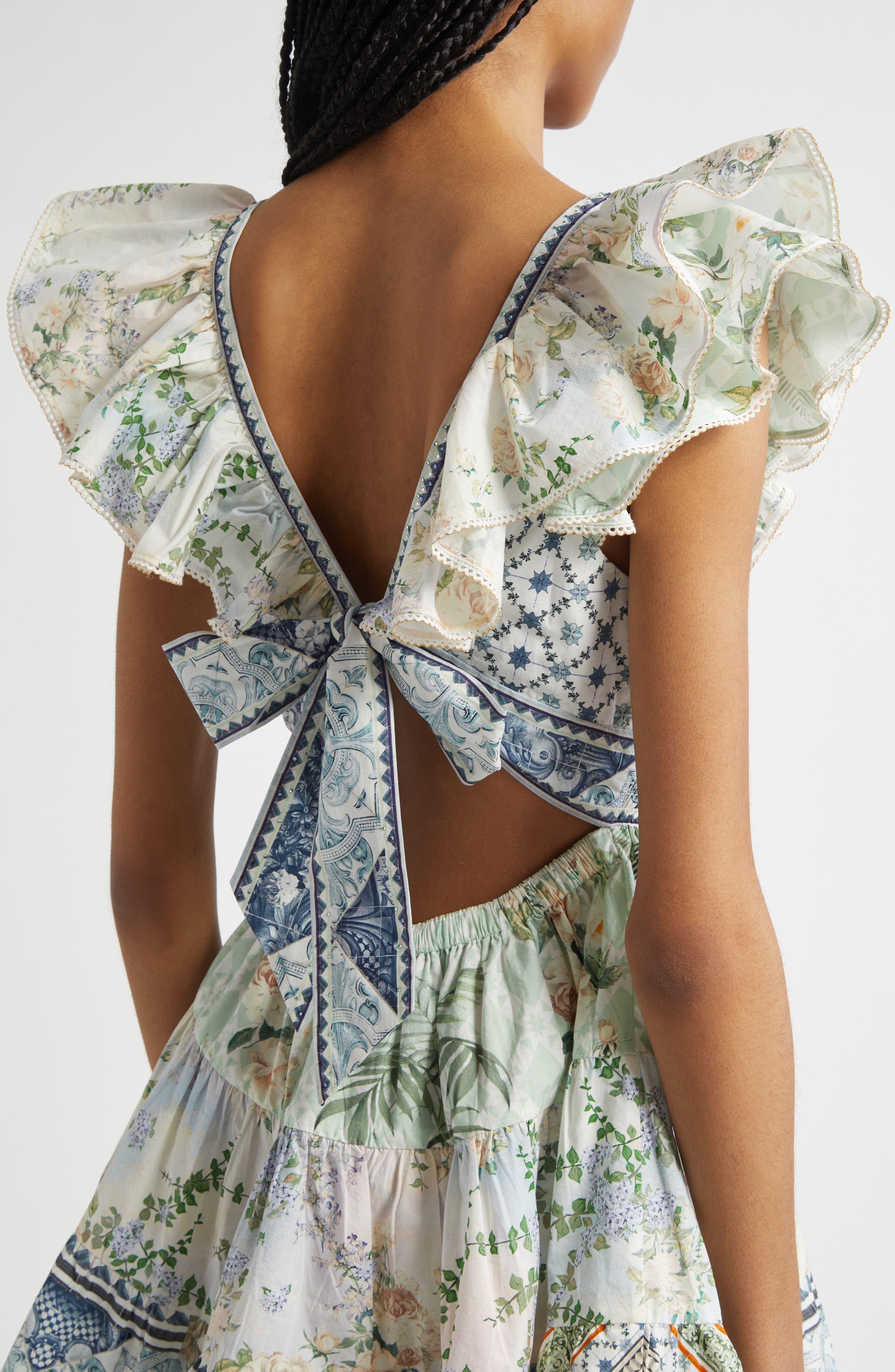 Camilla Tiered Ruffle Organic Cotton Poplin Minidress in Jardim Party at Nordstrom - 4