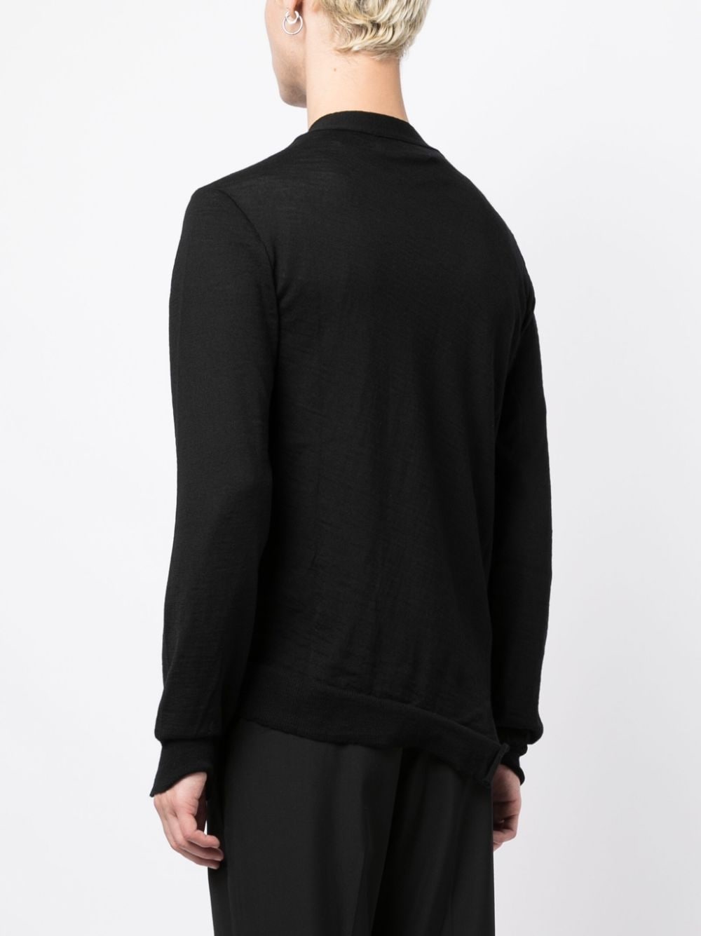 x Lacoste asymmetric logo-patch wool cardigan - 4