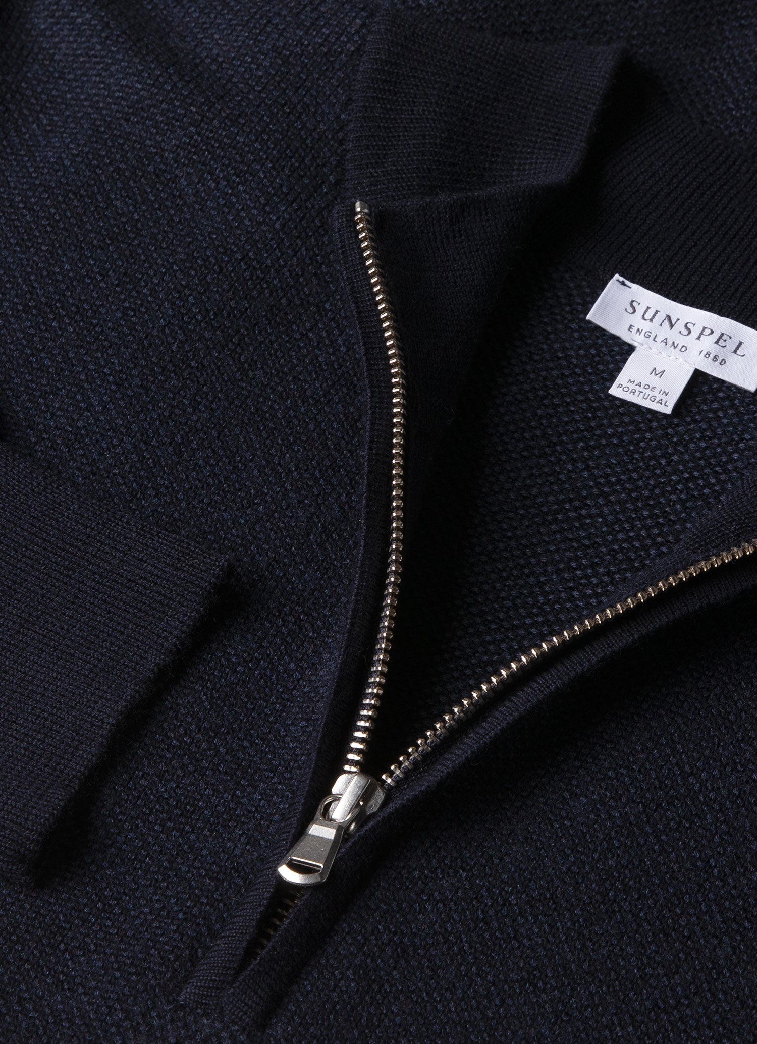 Merino Honeycomb Zip Neck Jumper - 4