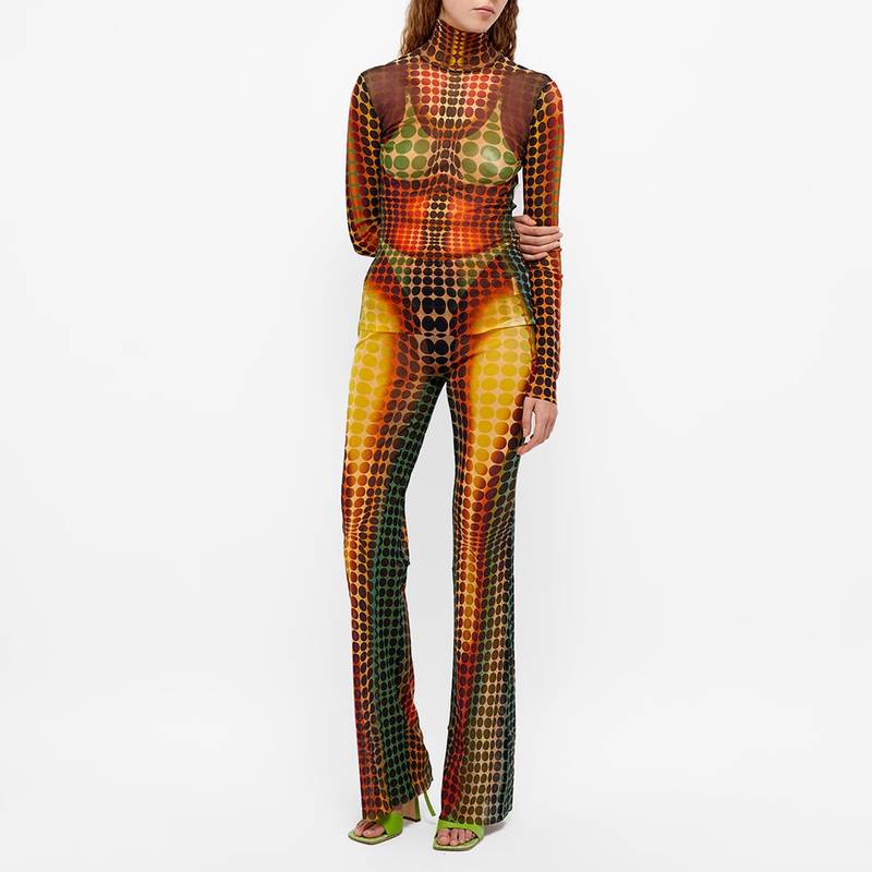 Jean Paul Gaultier Jean Paul Gaultier Cyber Print High Neck Mesh Top outlook