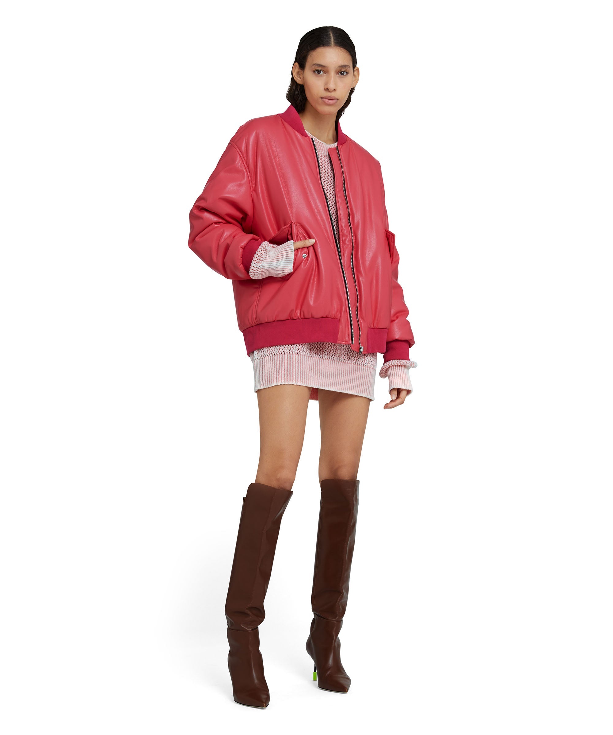 Faux leather bomber jacket - 5