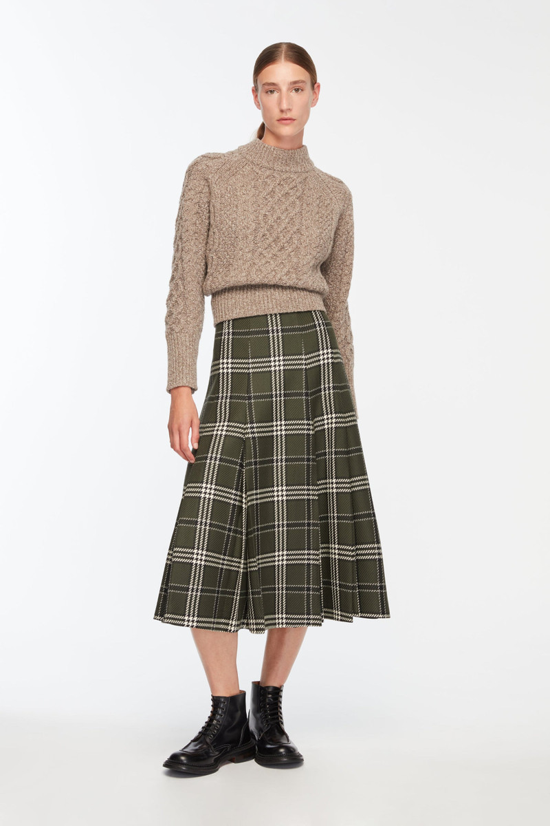EMILIA WICKSTEAD Kensie Skirt In Military Green Shetland Tartan outlook