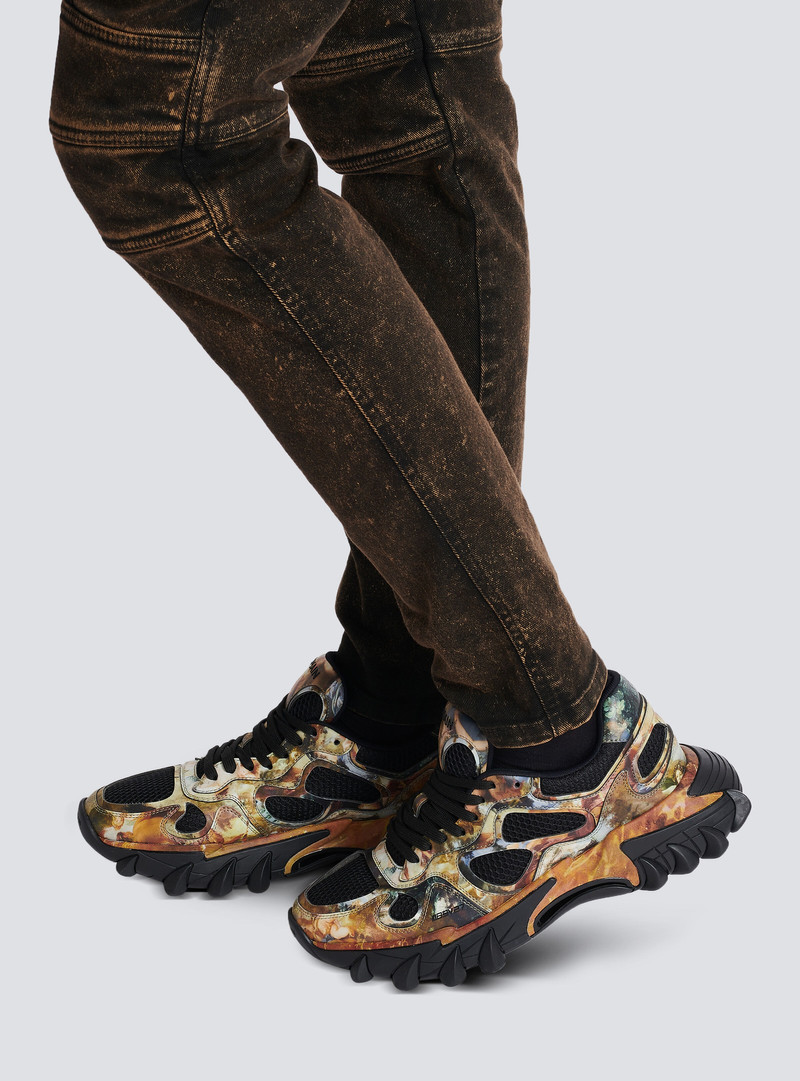 Balmain B-East trainers in printed leather and mesh outlook