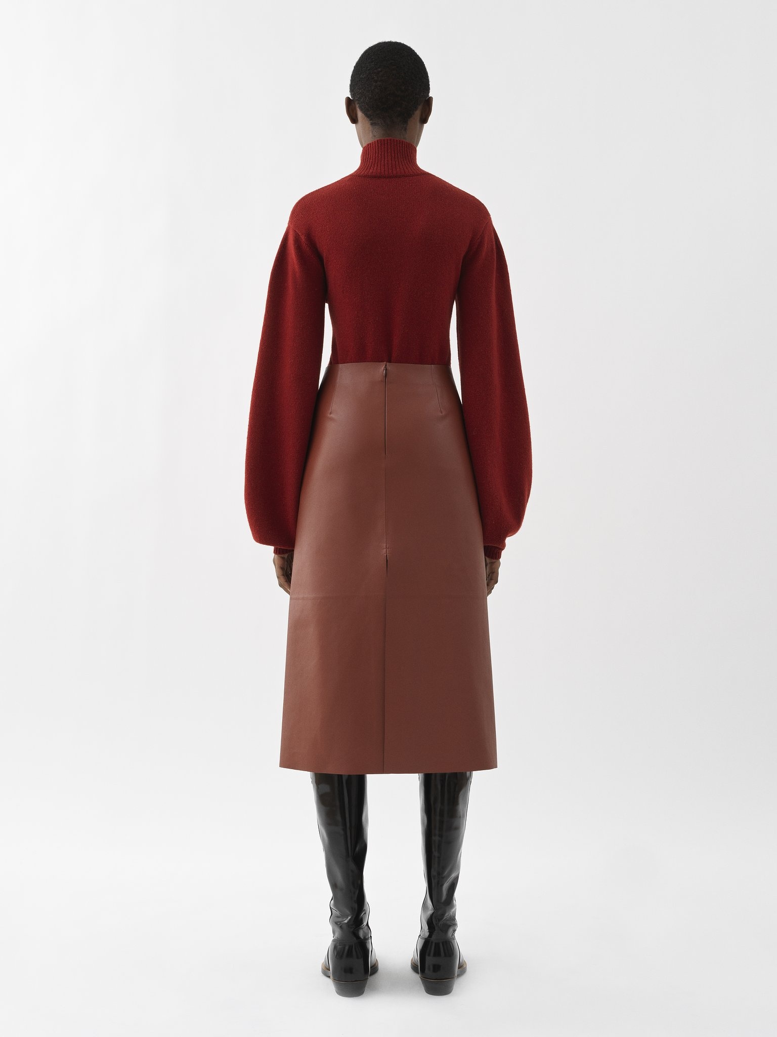 BALLOON-SLEEVE HIGH-NECK SWEATER - 4