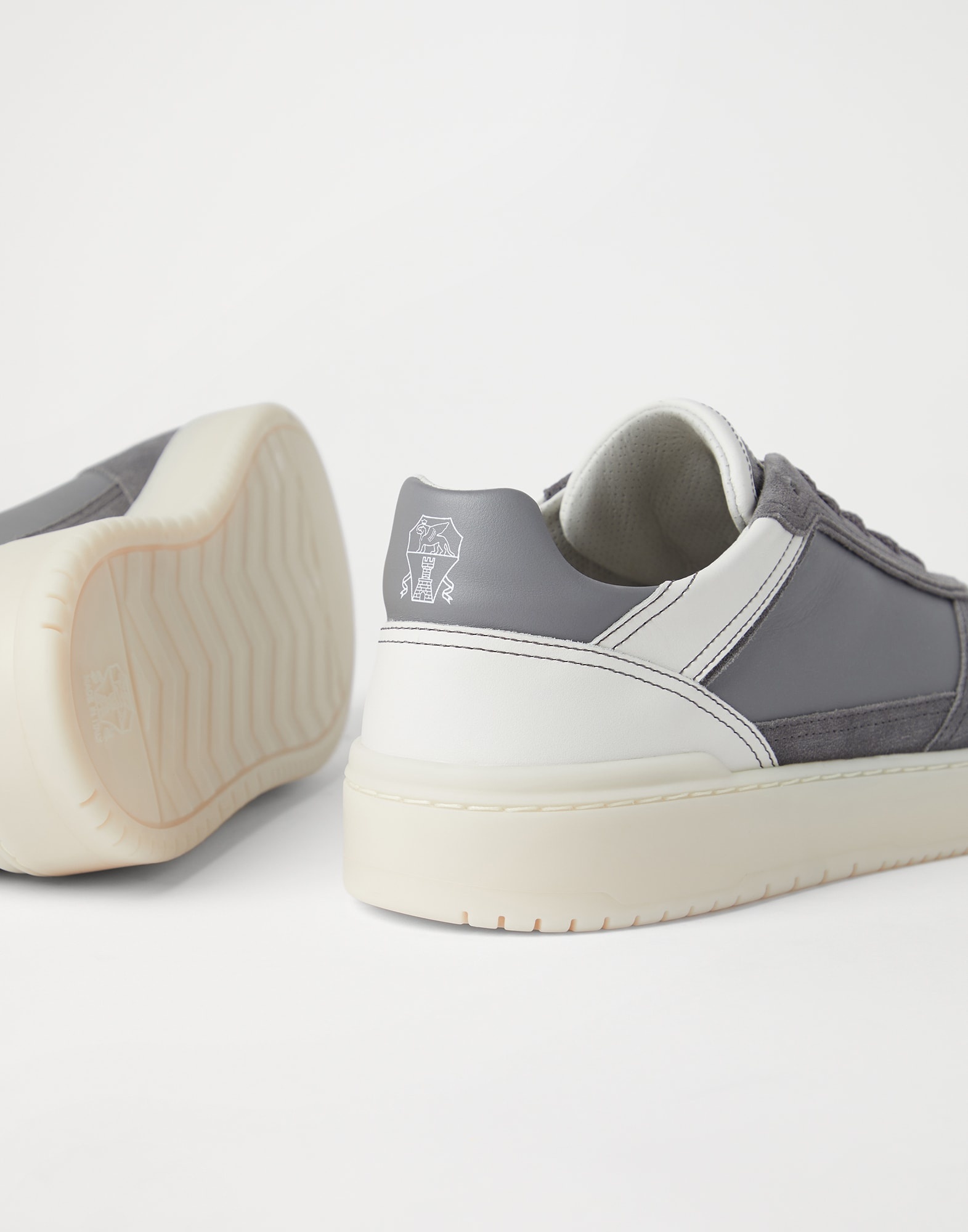 Semi-polished calfskin and washed suede basket sneakers - 3