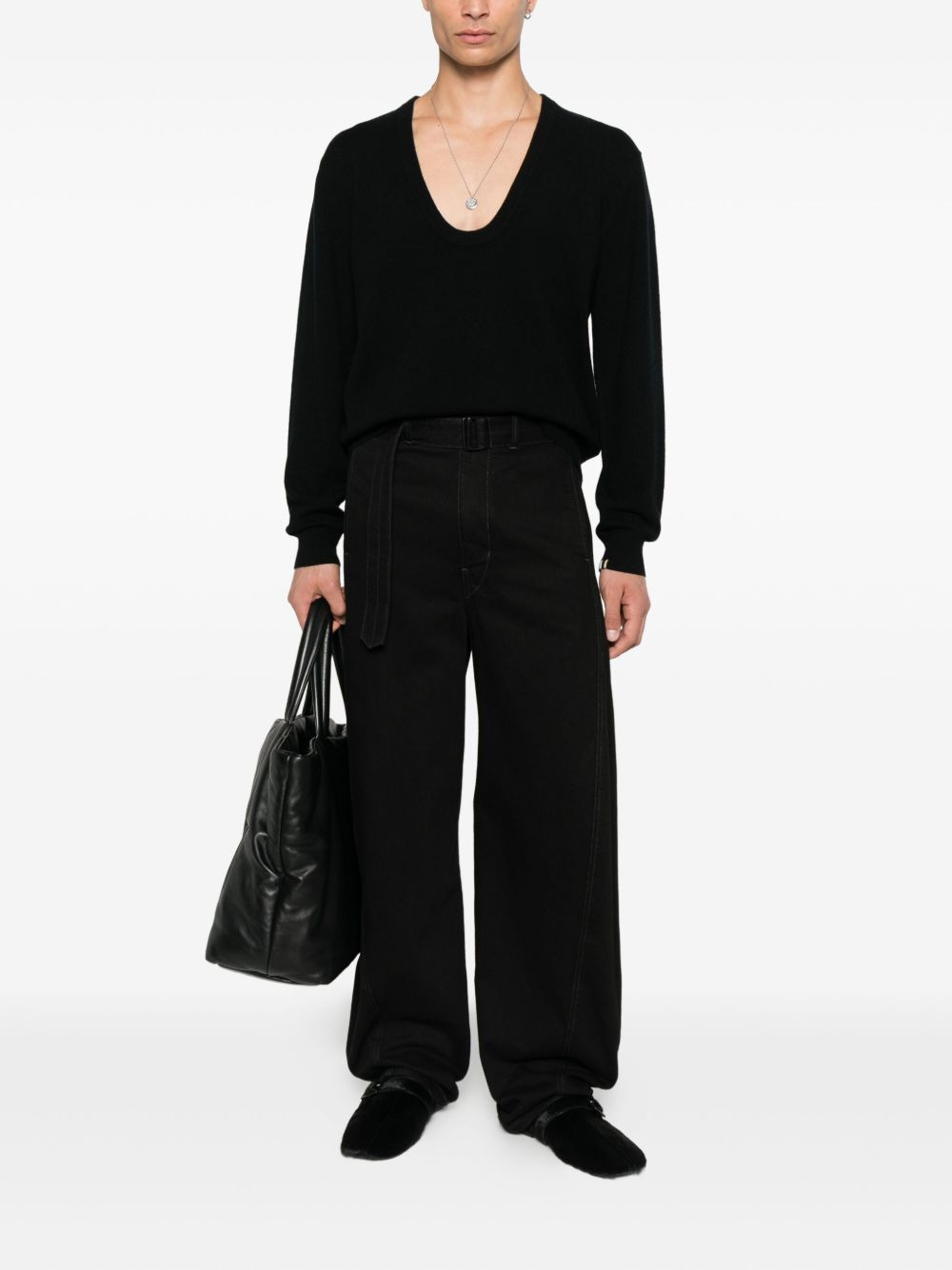 scoop-neck cashmere sweater - 2