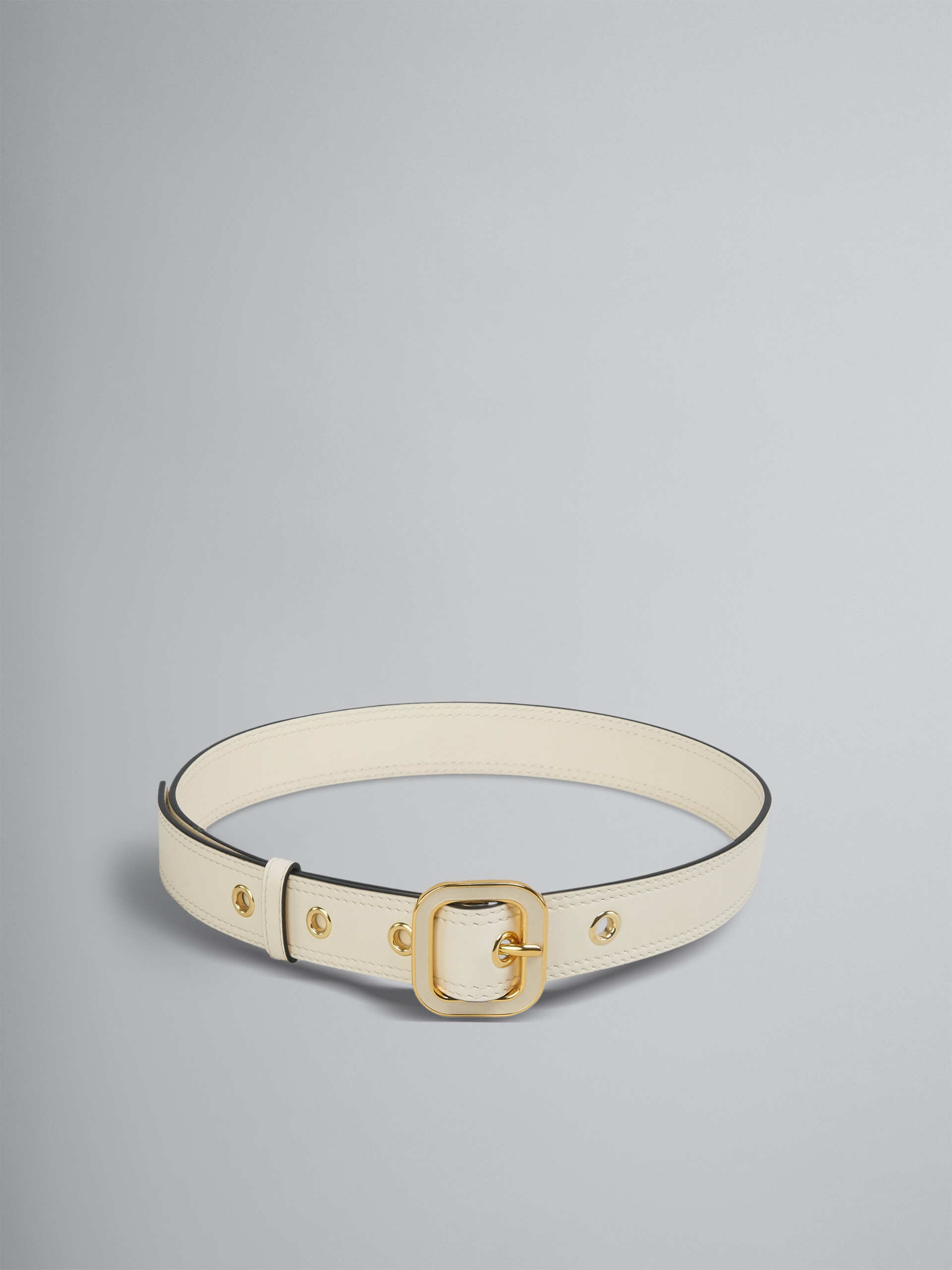 WHITE LEATHER BELT - 1