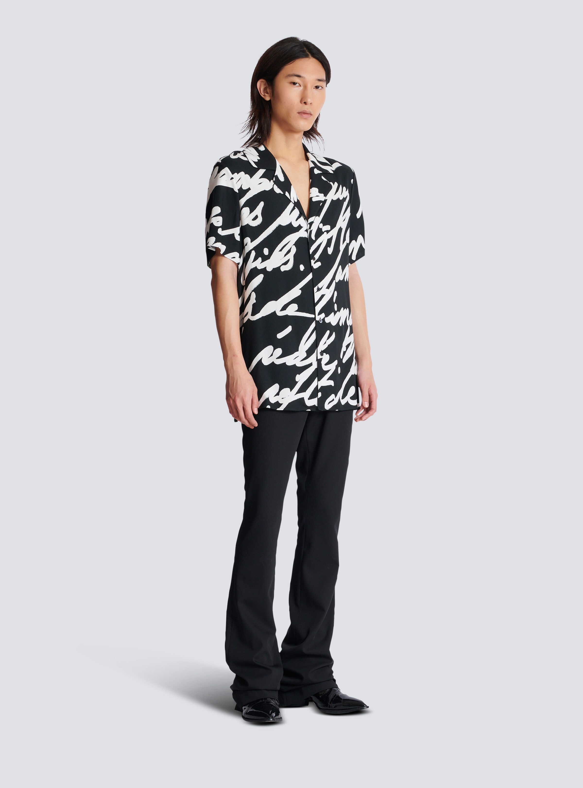 Twill pyjama shirt with "Love Letter" print - 3