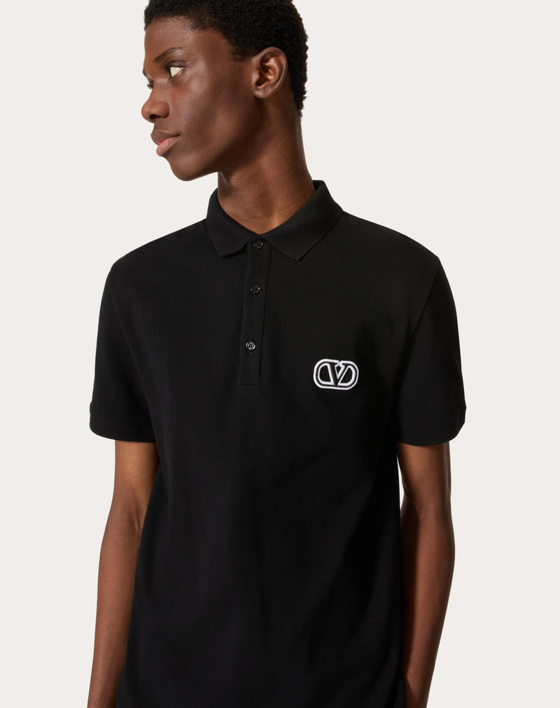 COTTON PIQUÉ POLO SHIRT WITH VLOGO SIGNATURE PATCH 5