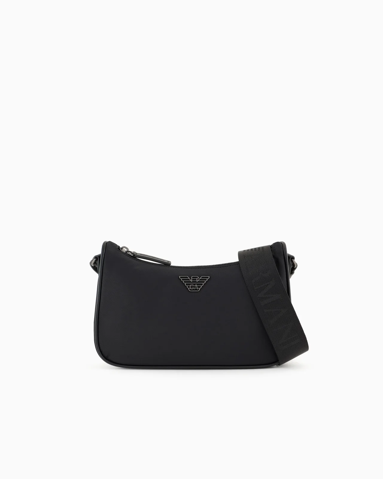 RECYCLED SHOULDER BAG WITH A ZIP CLOSURE AND LOGO STRAP - 1